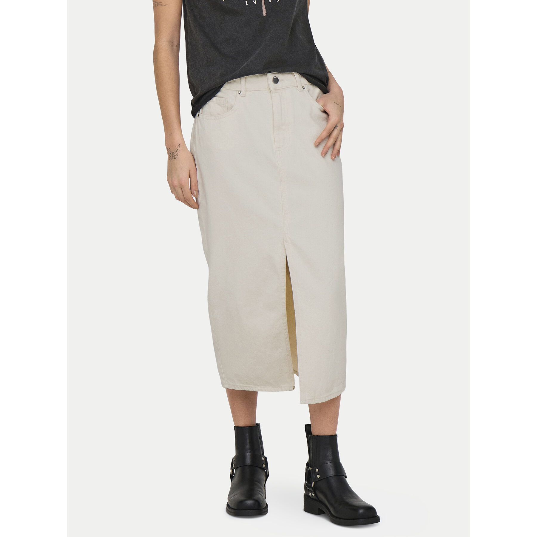 ONLY Spódnica jeansowa Bianca 15319268 Beżowy Regular Fit