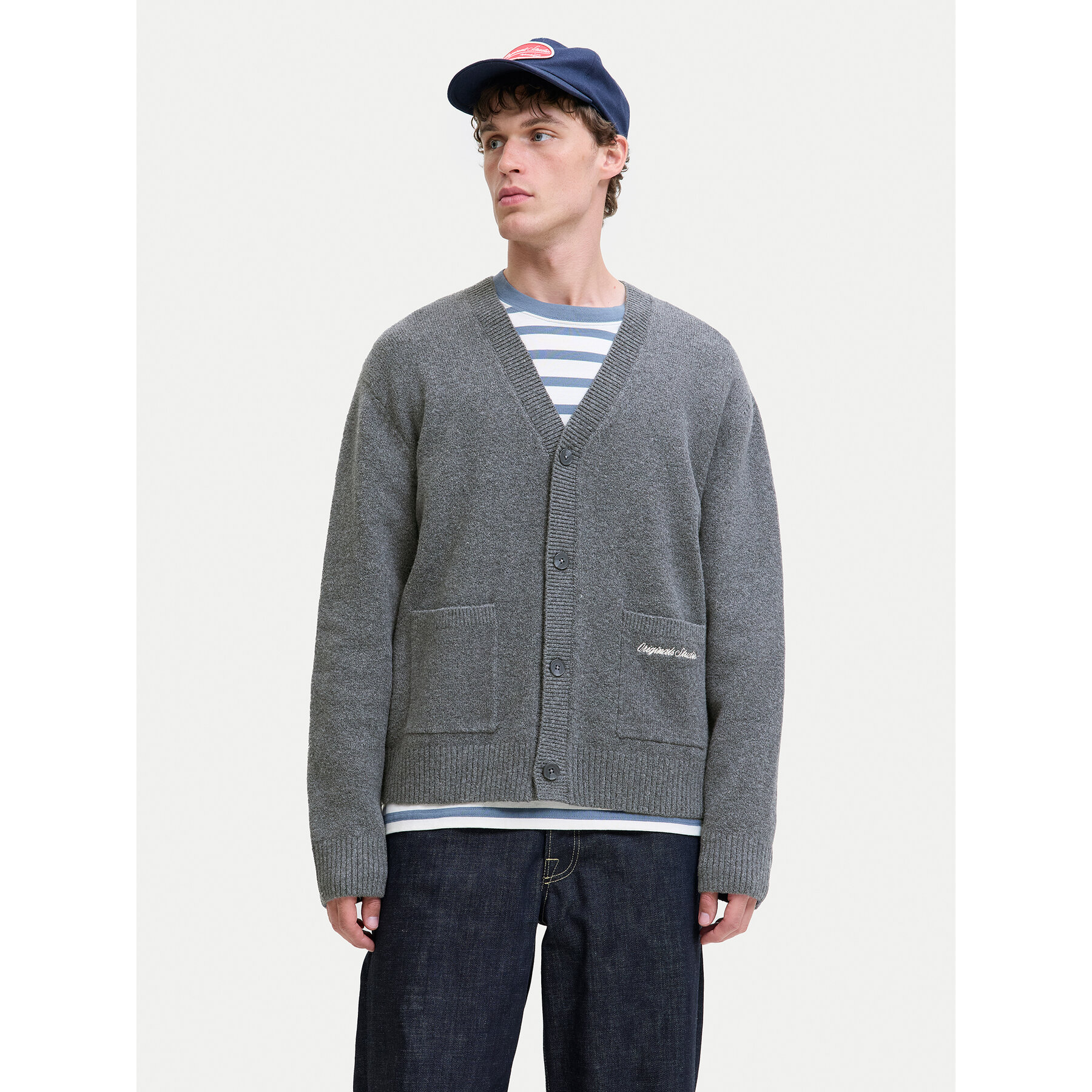 Jack & Jones Kardigan Norrebro 12282732 Szary Loose Fit