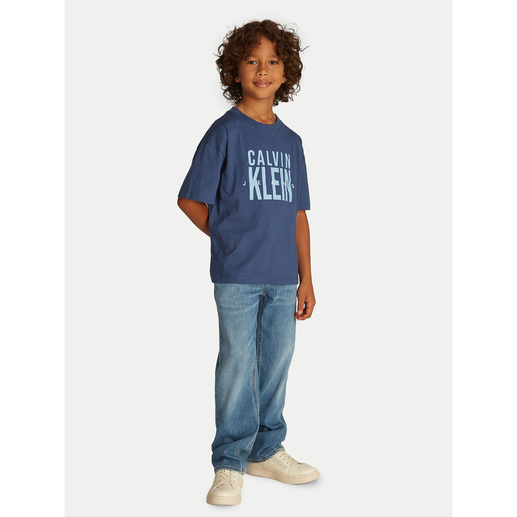 Calvin Klein Jeans T-Shirt Bold Graphic IB0IB02448 Niebieski Relaxed Fit