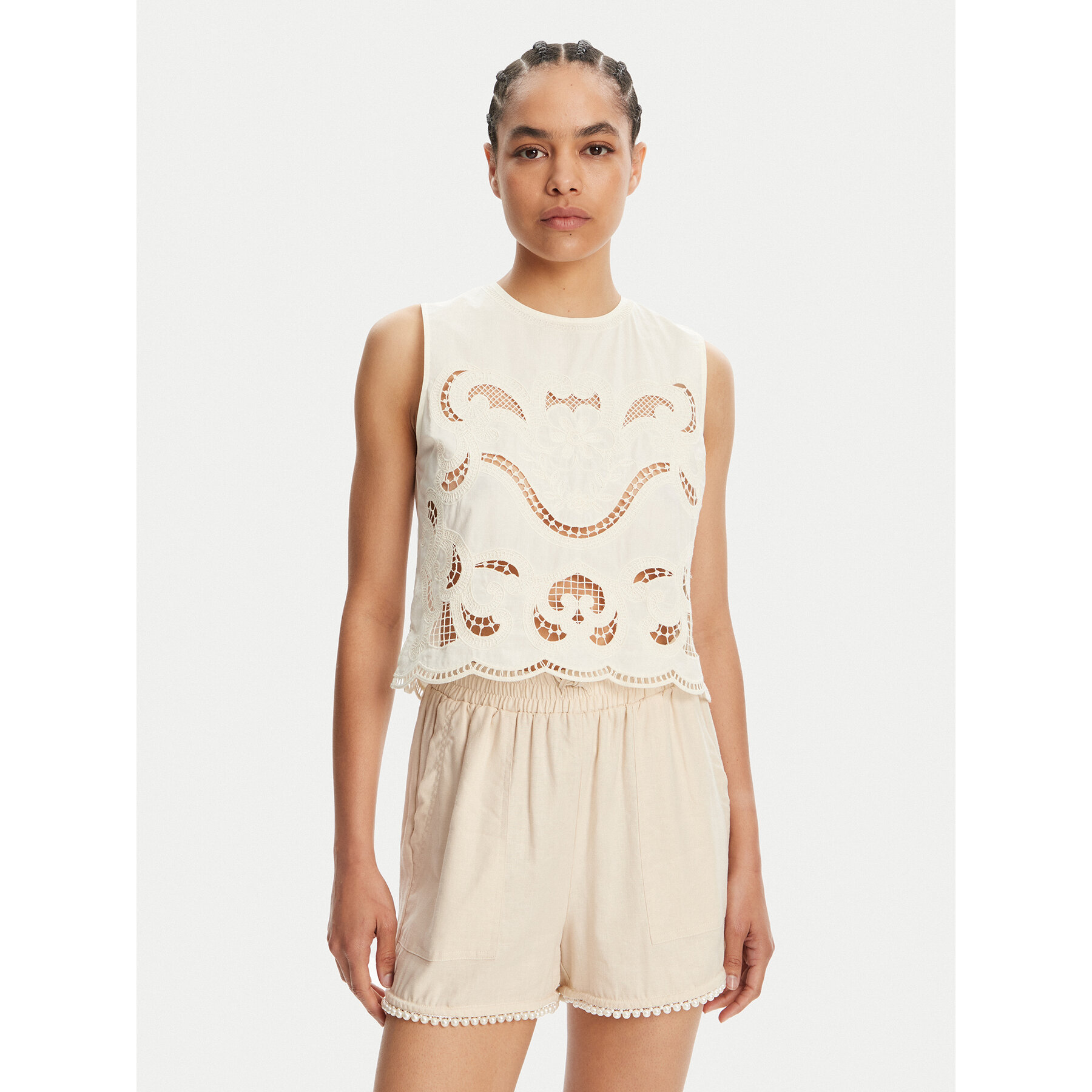 TWINSET Top 251TT2165 Beżowy Loose Fit