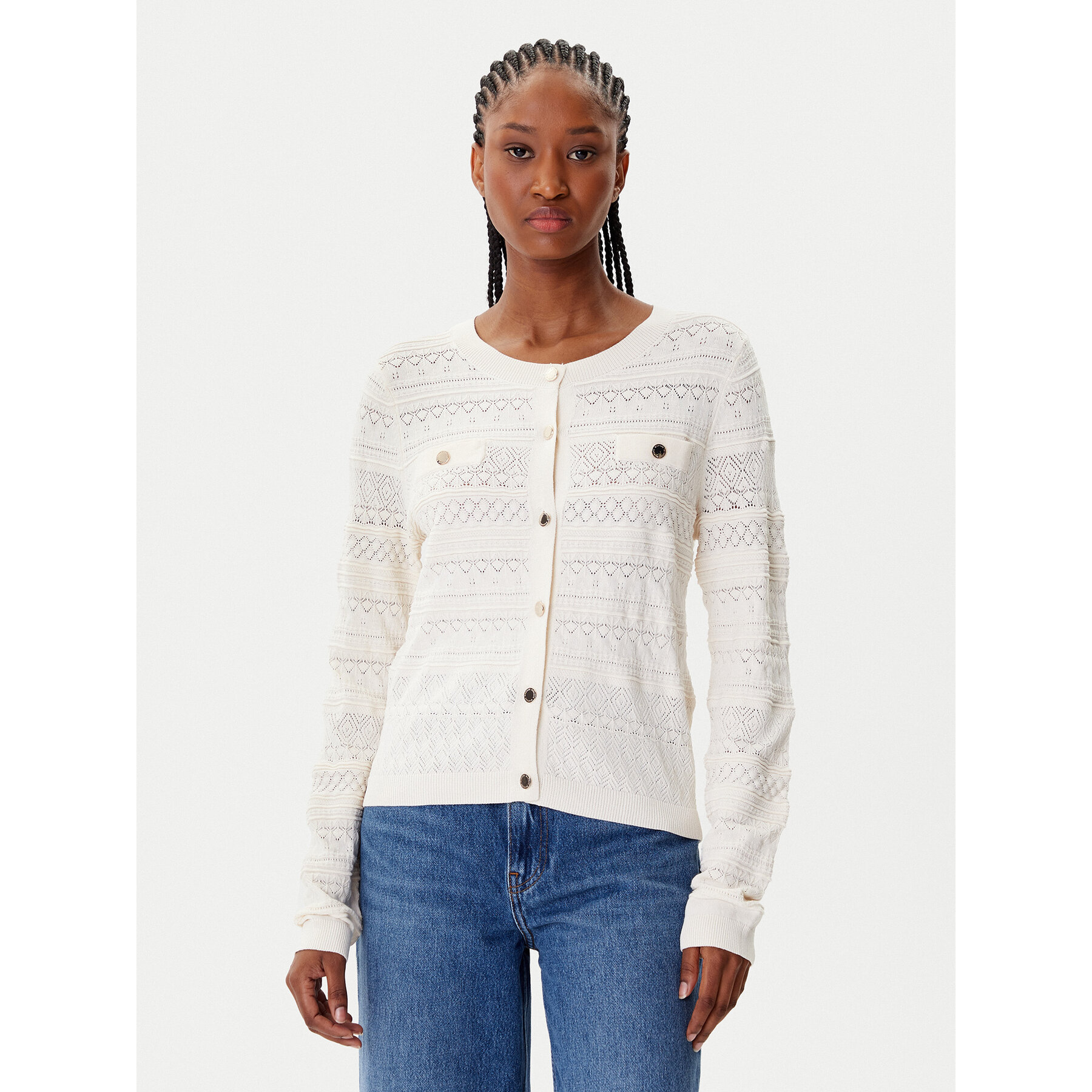 Morgan Kardigan 252-MNAHIA Beżowy Slim Fit