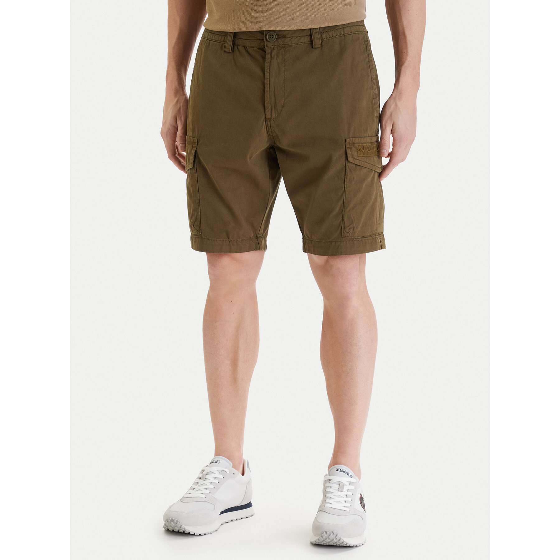 Napapijri Szorty materiałowe N-Deline NP0A4HOT Khaki Regular Fit