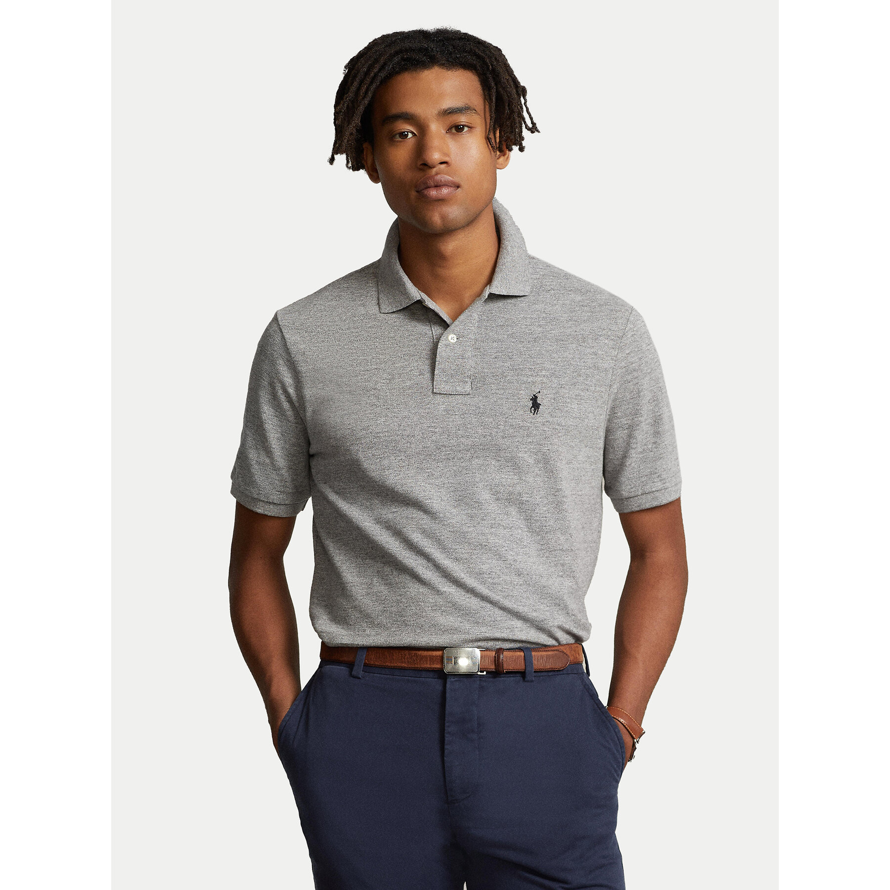 Polo Ralph Lauren Polo 710666998006 Szary Custom Slim Fit