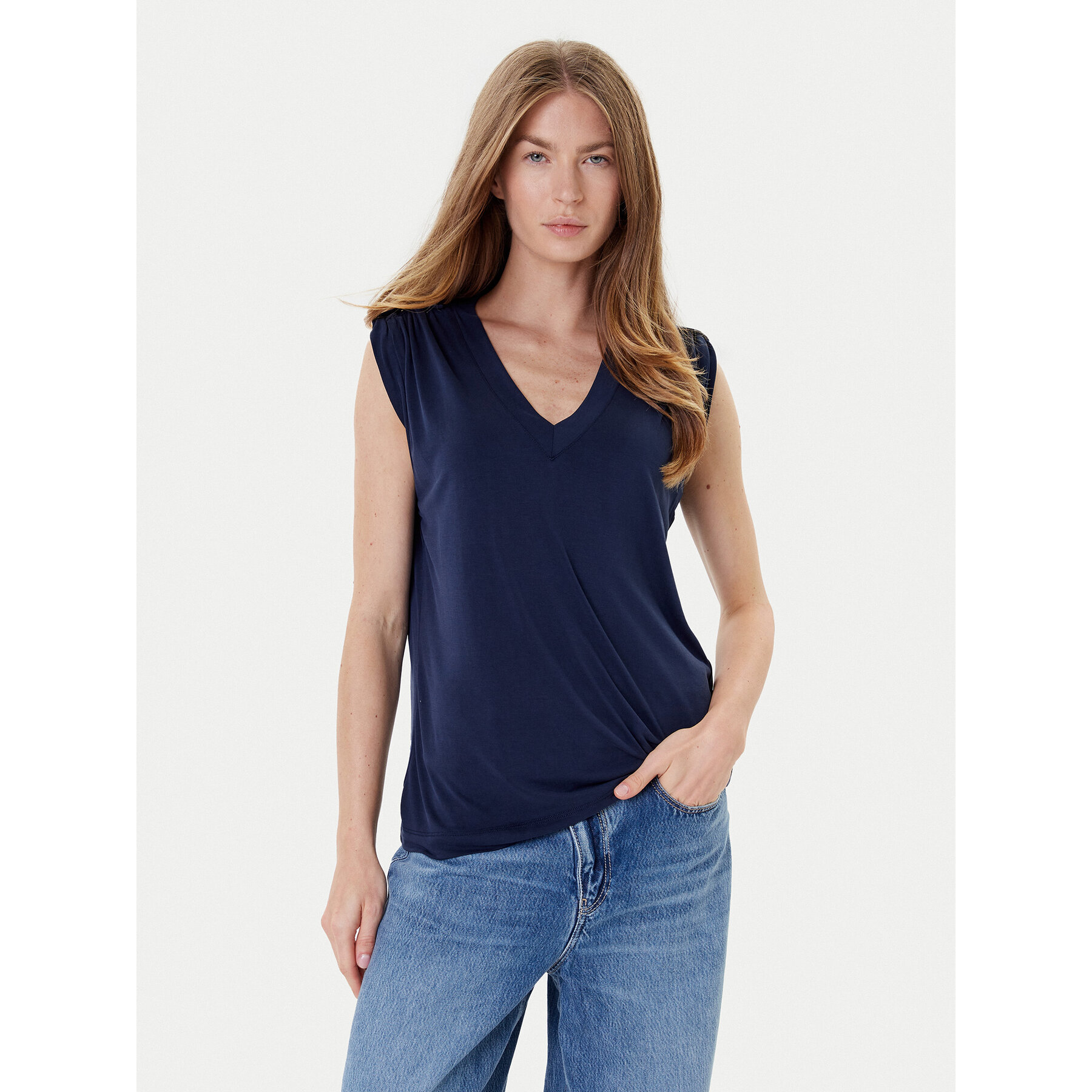 Guess Bluzka W5YP52 KCYW2 Granatowy Regular Fit