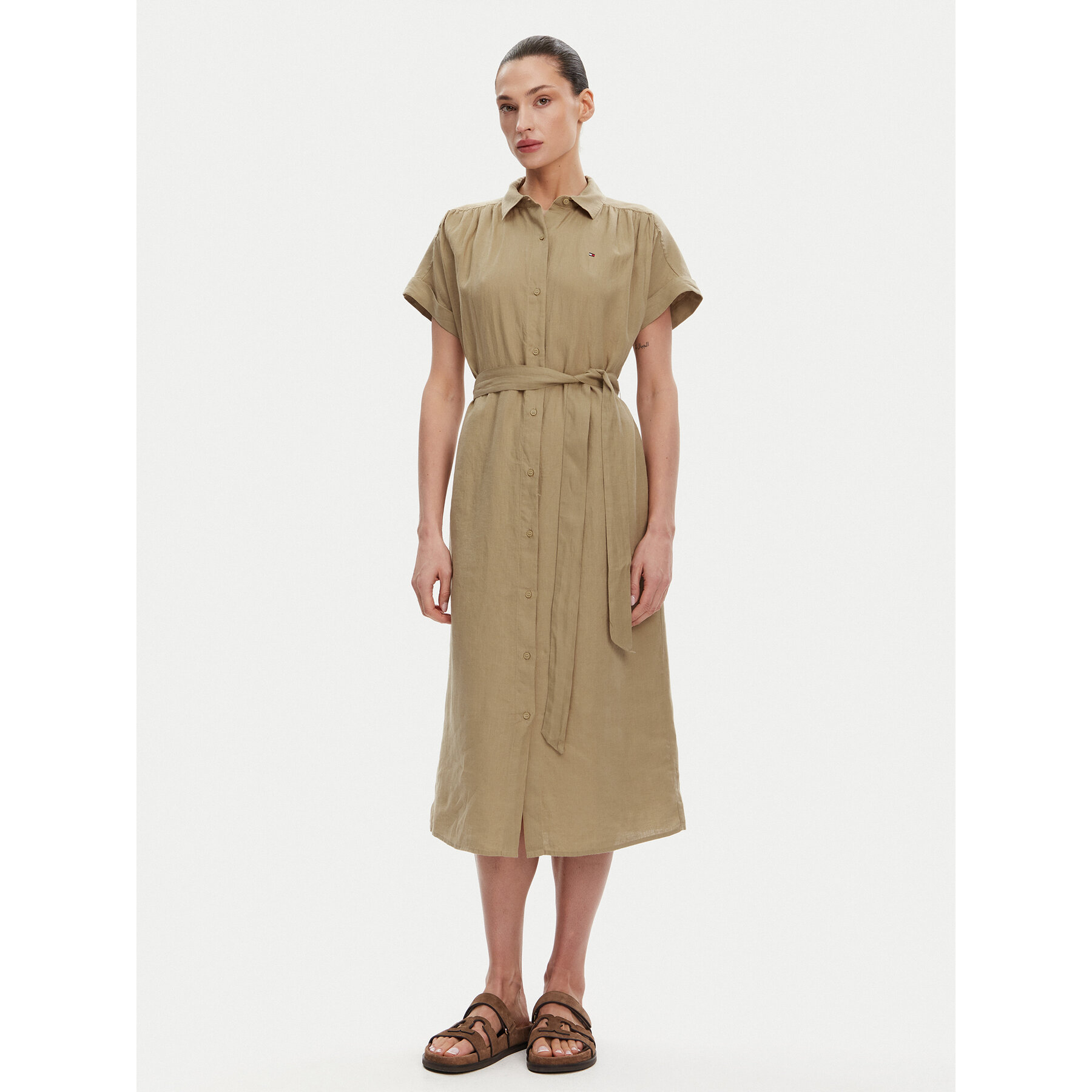 Tommy Hilfiger Sukienka koszulowa Ess WW0WW44653 Beżowy Regular Fit