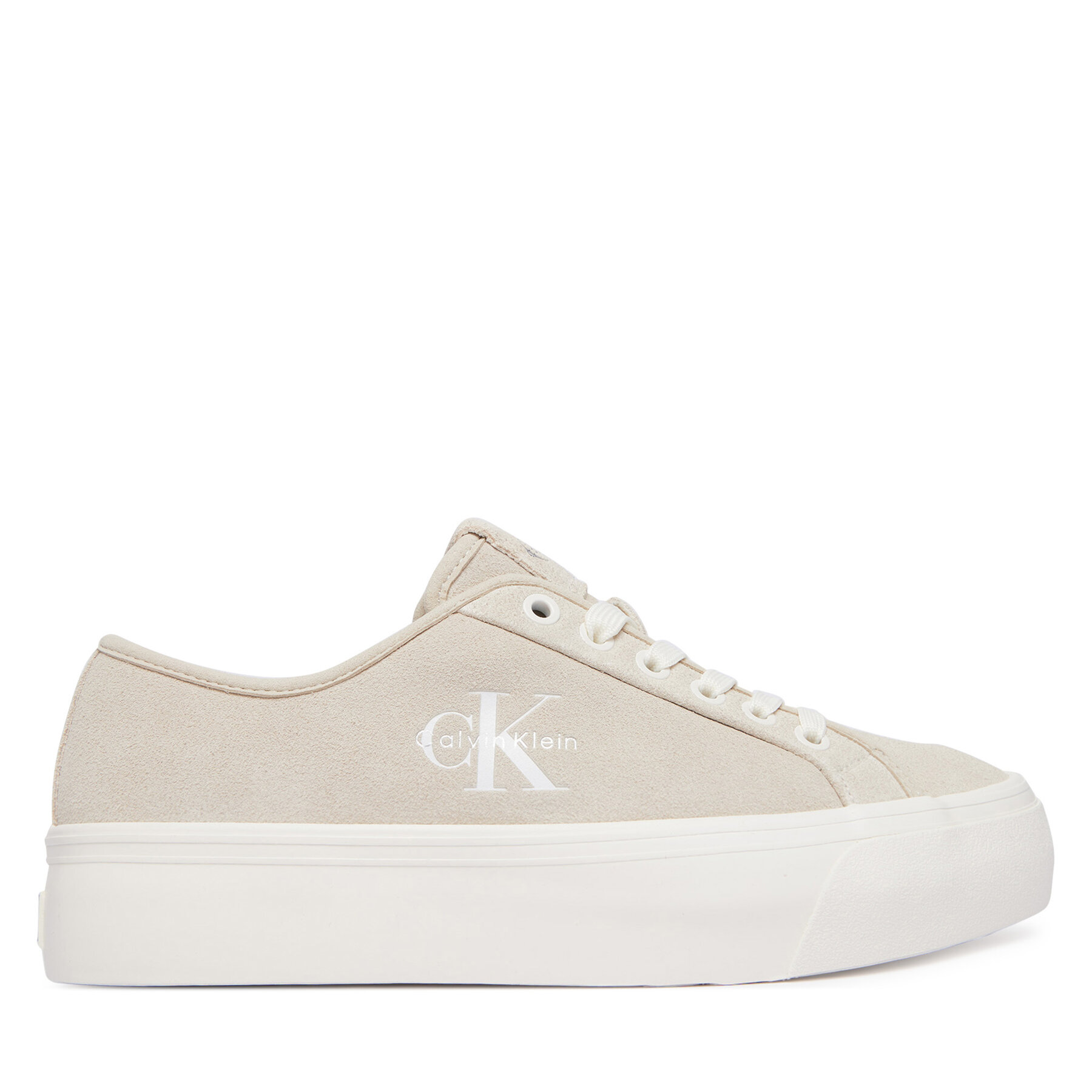 Calvin Klein Sneakersy Vulc Flatf Laceup Suede HW0HW03088 Beżowy