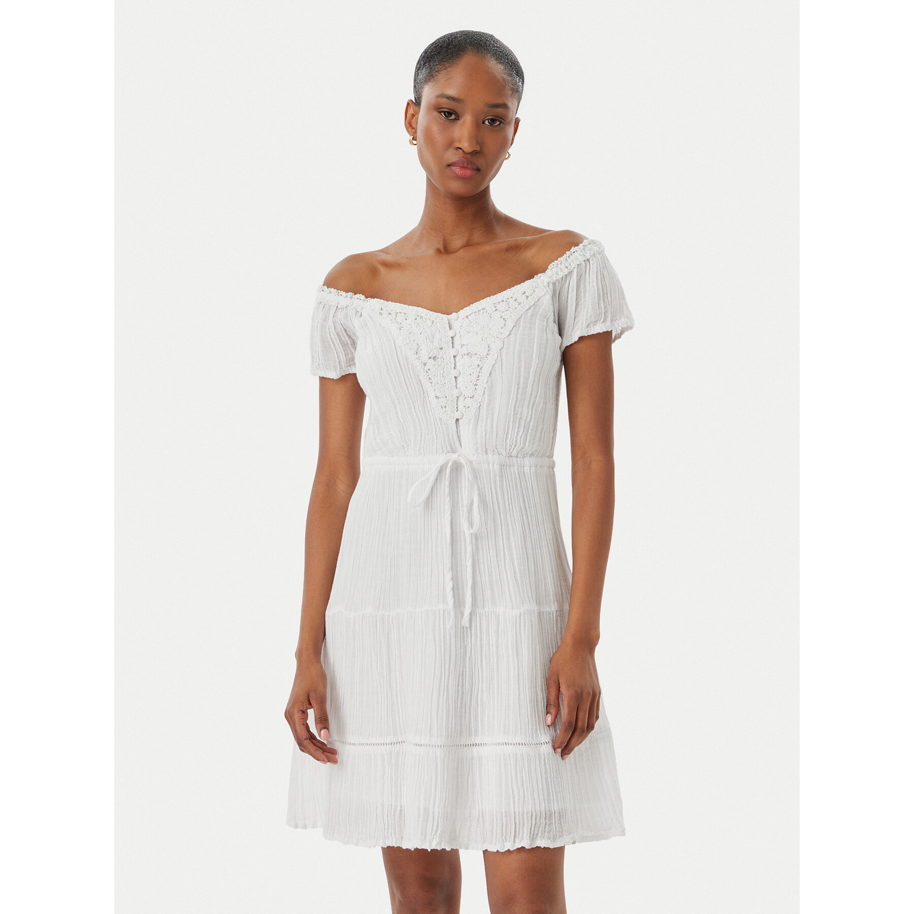Guess Sukienka letnia W5GK0A WE340 Biały Regular Fit