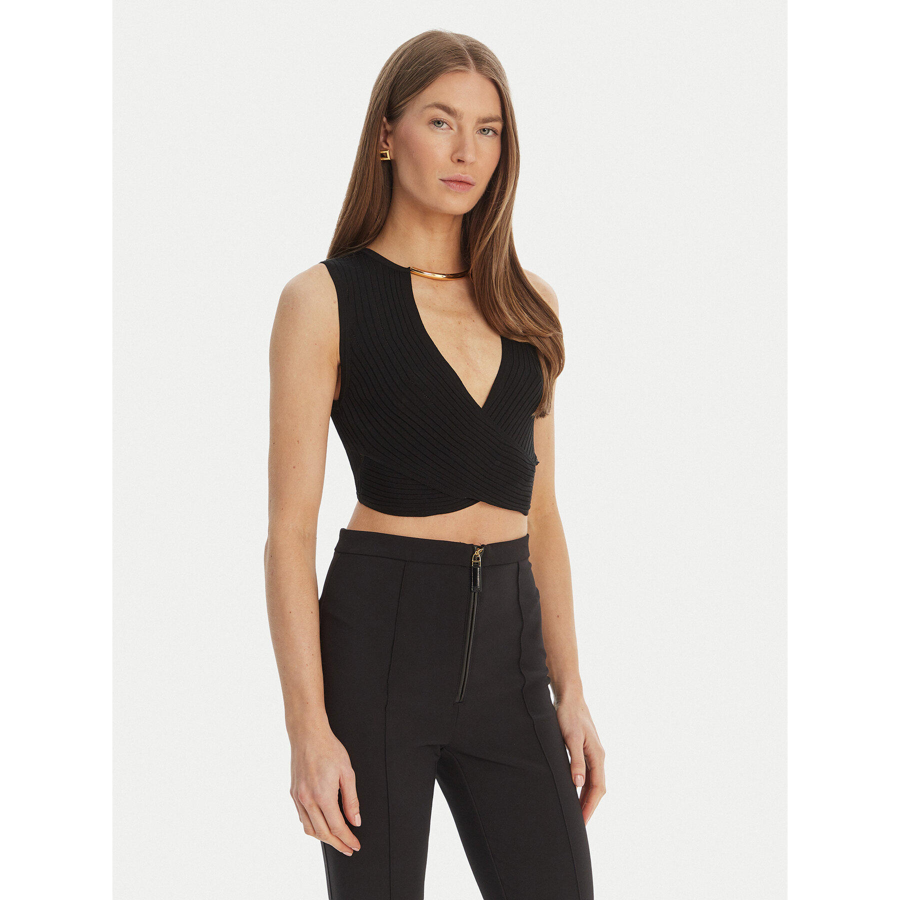 Elisabetta Franchi Top TK-76S-61E2-V250 Czarny Regular Fit