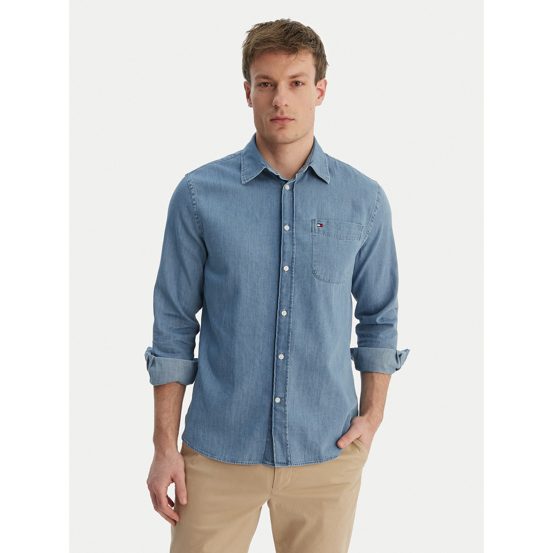 Tommy Hilfiger Koszula jeansowa MW0MW42431 Niebieski Regular Fit