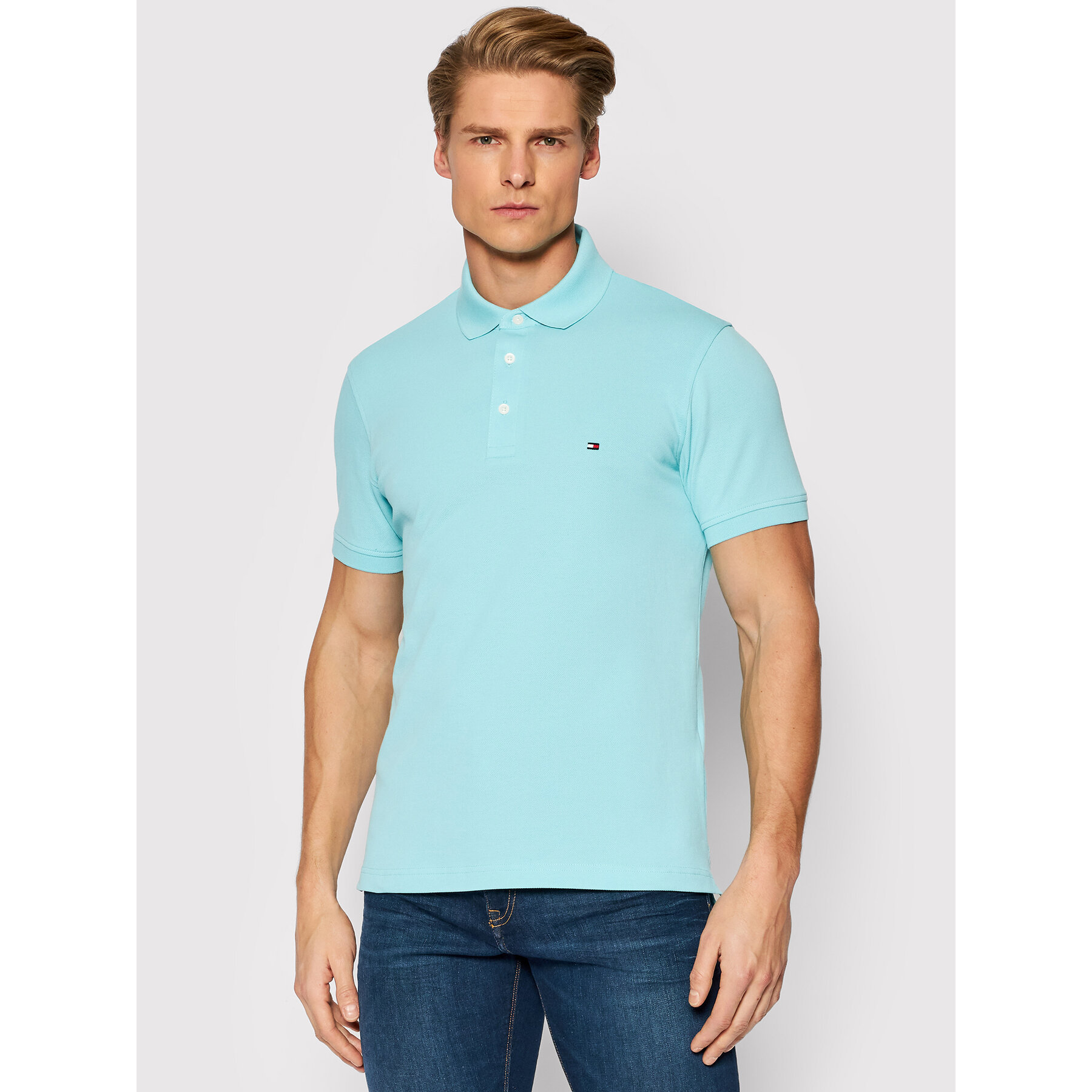 Tommy Hilfiger Polo 1985 MW0MW17771 Niebieski Slim Fit