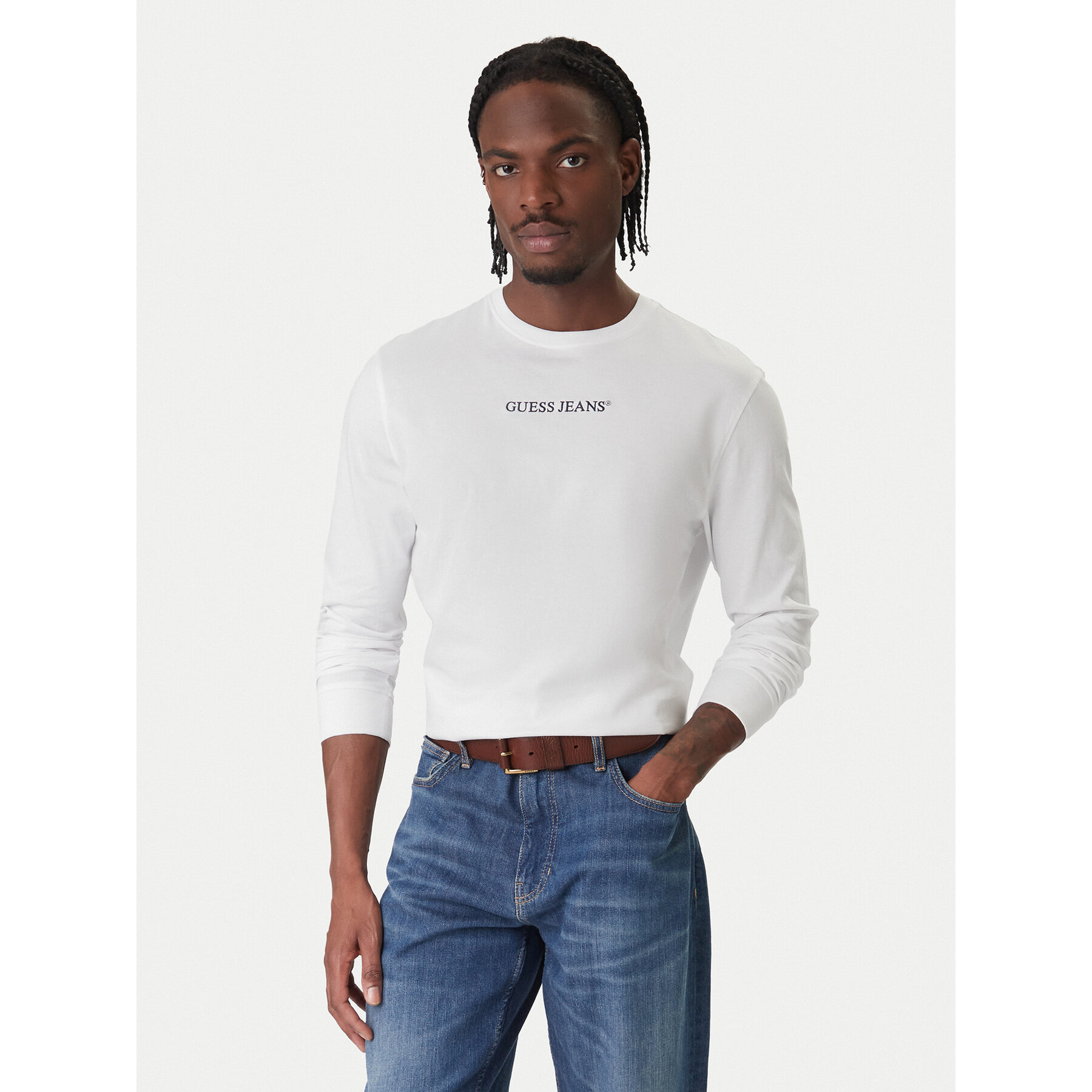 Guess Jeans Longsleeve M5RI84 K8HM0 Biały Regular Fit