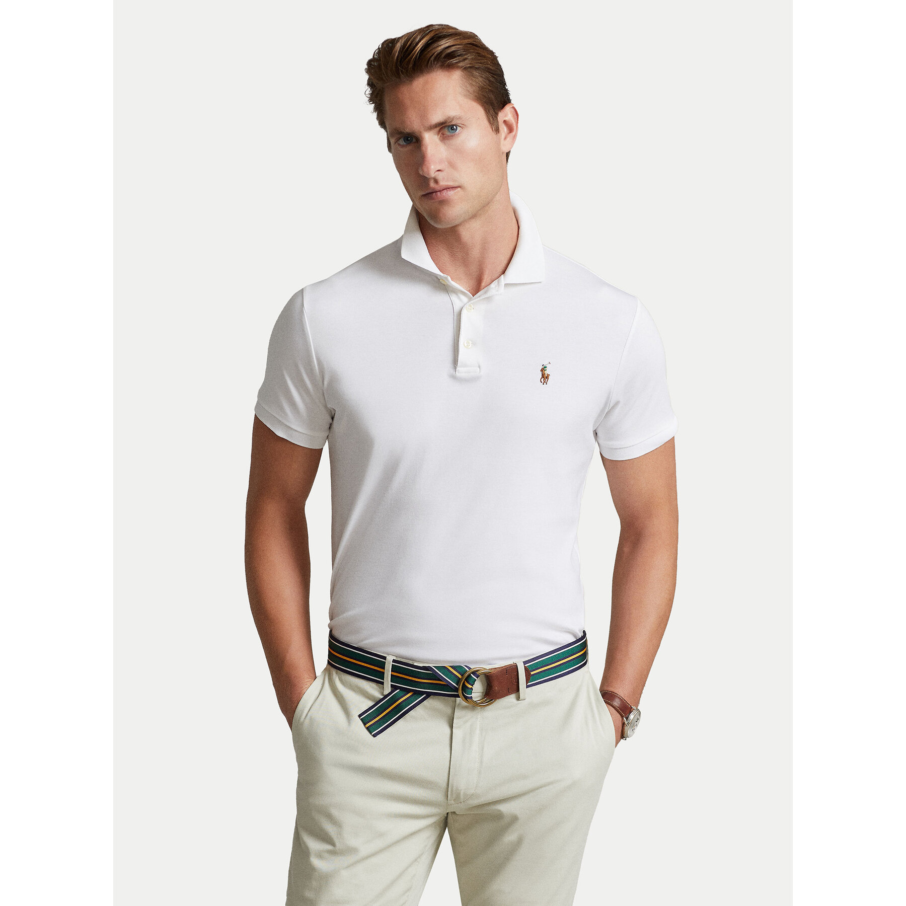 Polo Ralph Lauren Polo 710713130003 Biały Custom Slim Fit