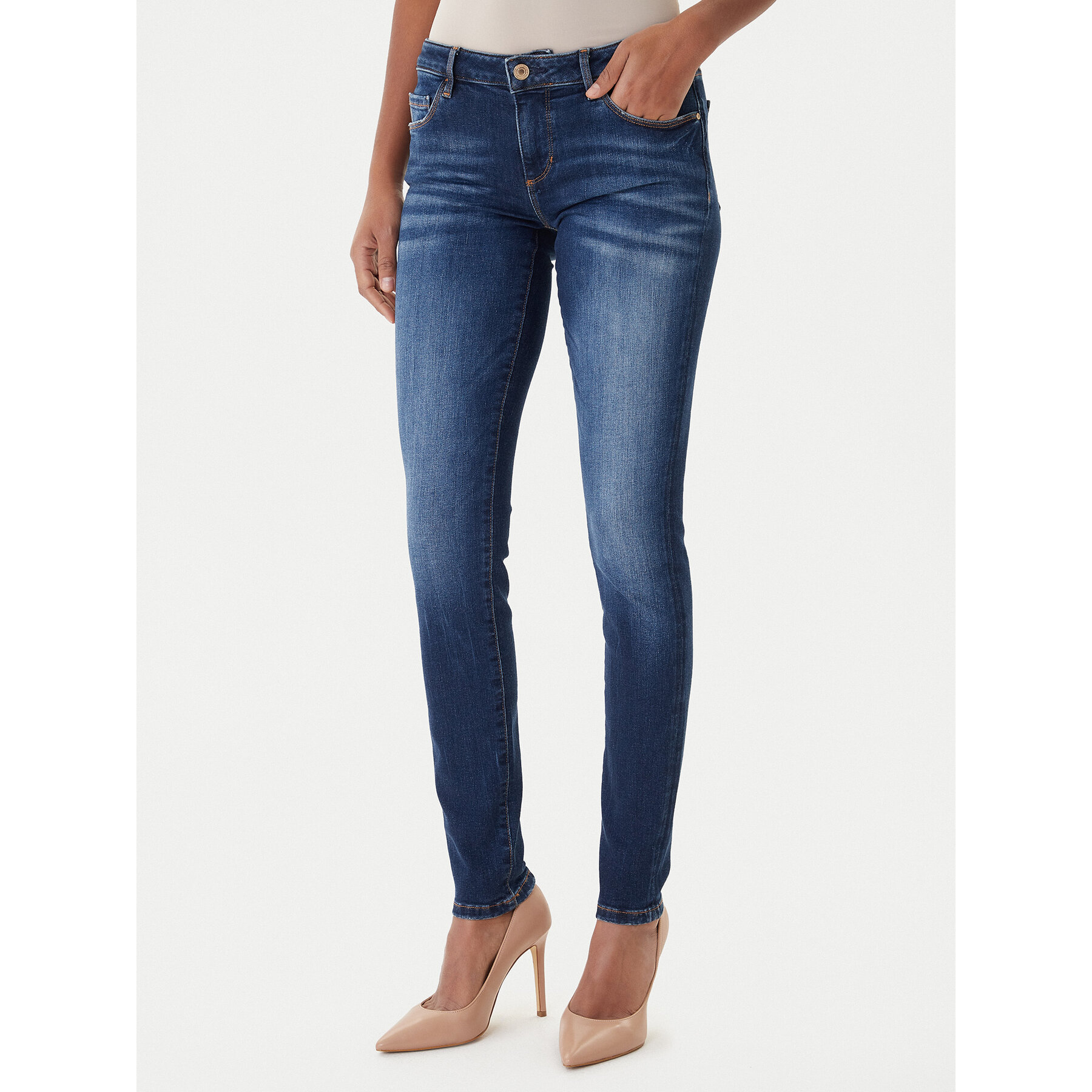 Guess Jeansy Annette W2YA99 D4Q03 Granatowy Skinny Fit