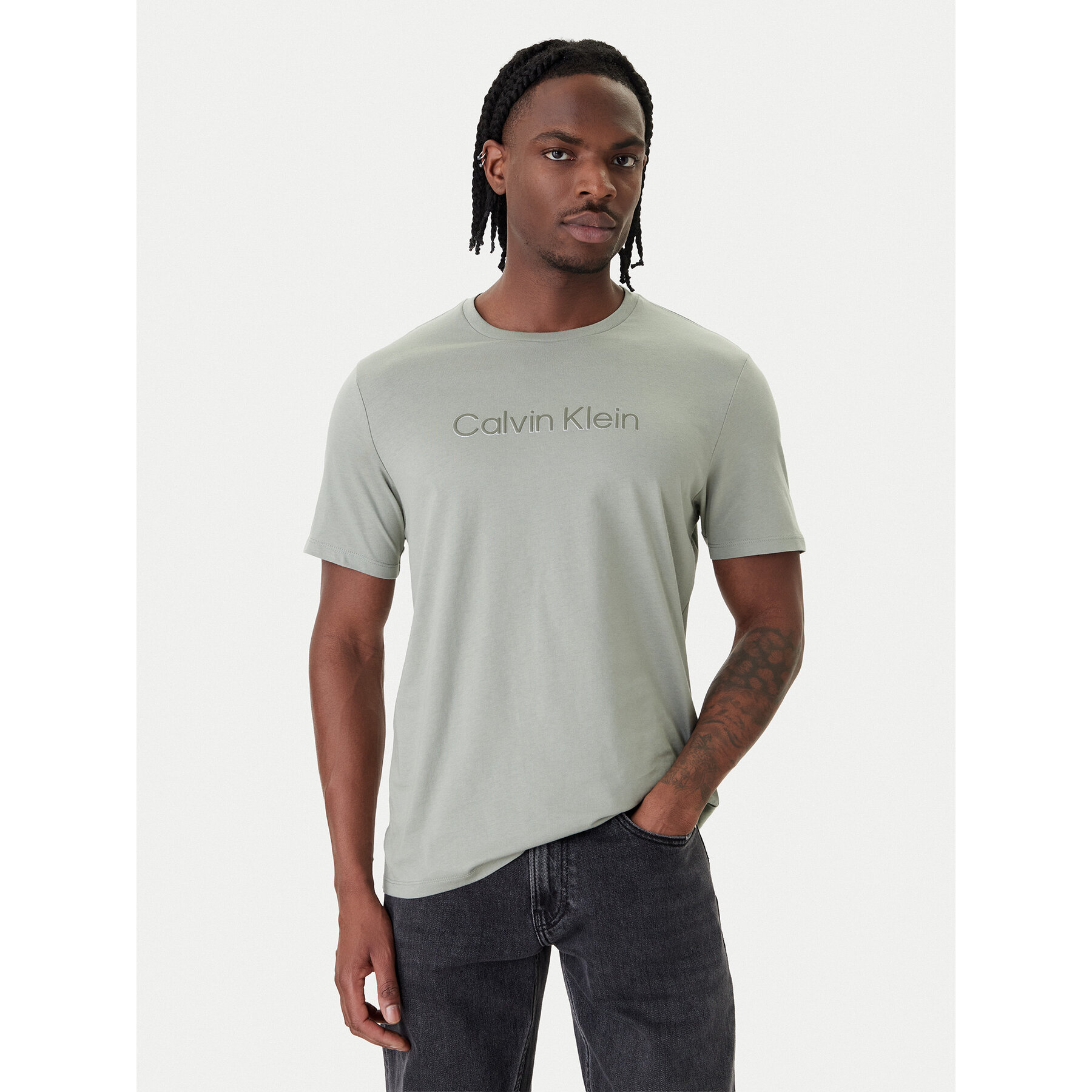 Calvin Klein T-Shirt LV04LF809G Szary Regular Fit