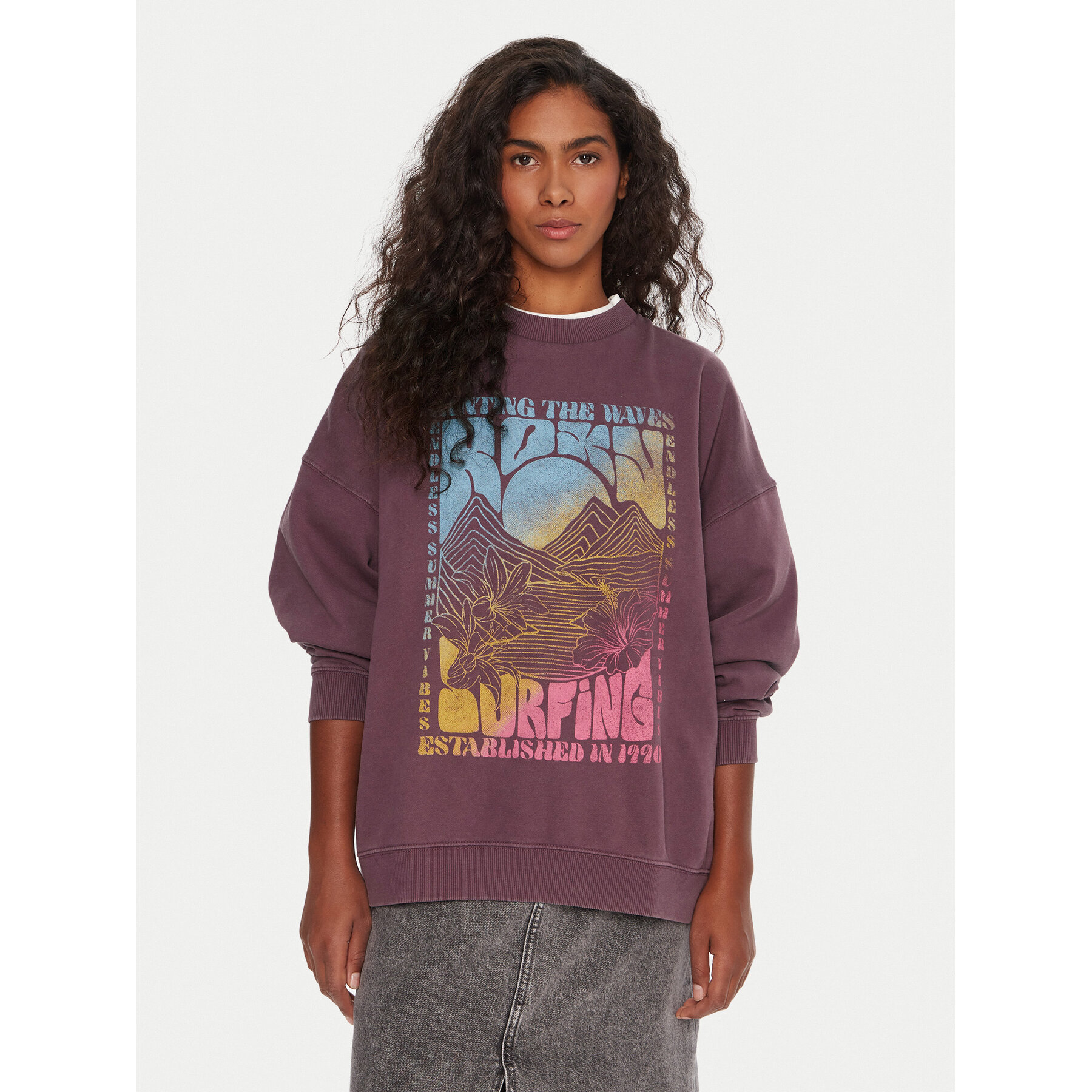 Roxy Bluza Lineup ERJFT05005 Fioletowy Oversize