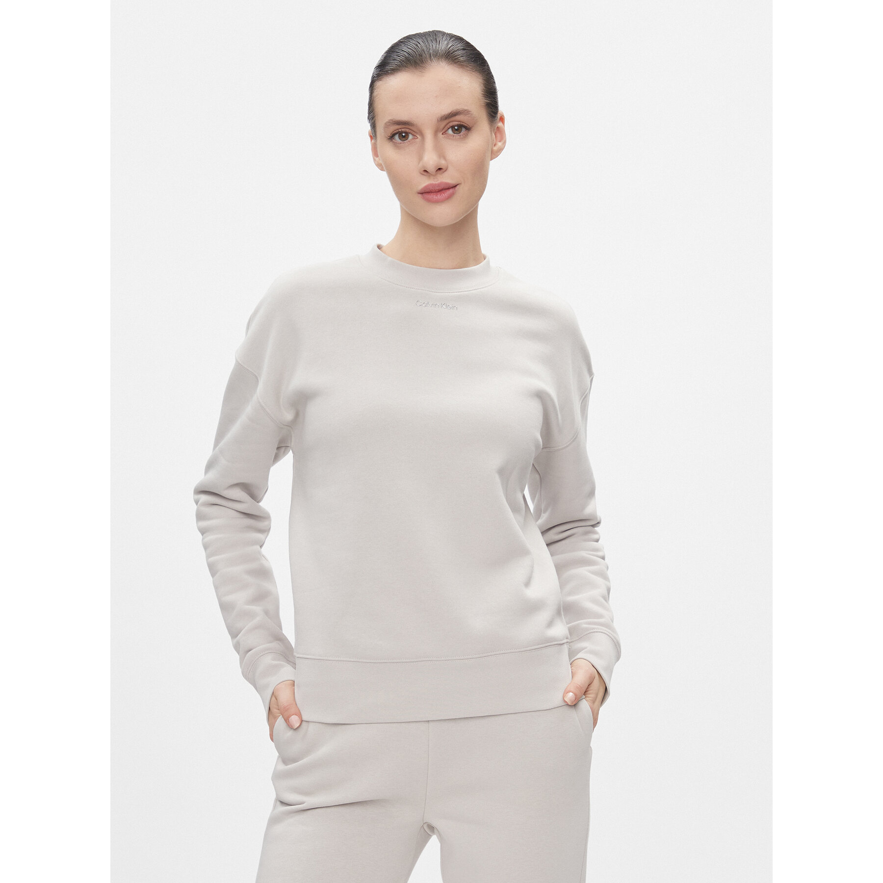 Calvin Klein Bluza Metallic Micro Logo Sweatshirt K20K206961 Beżowy Regular Fit