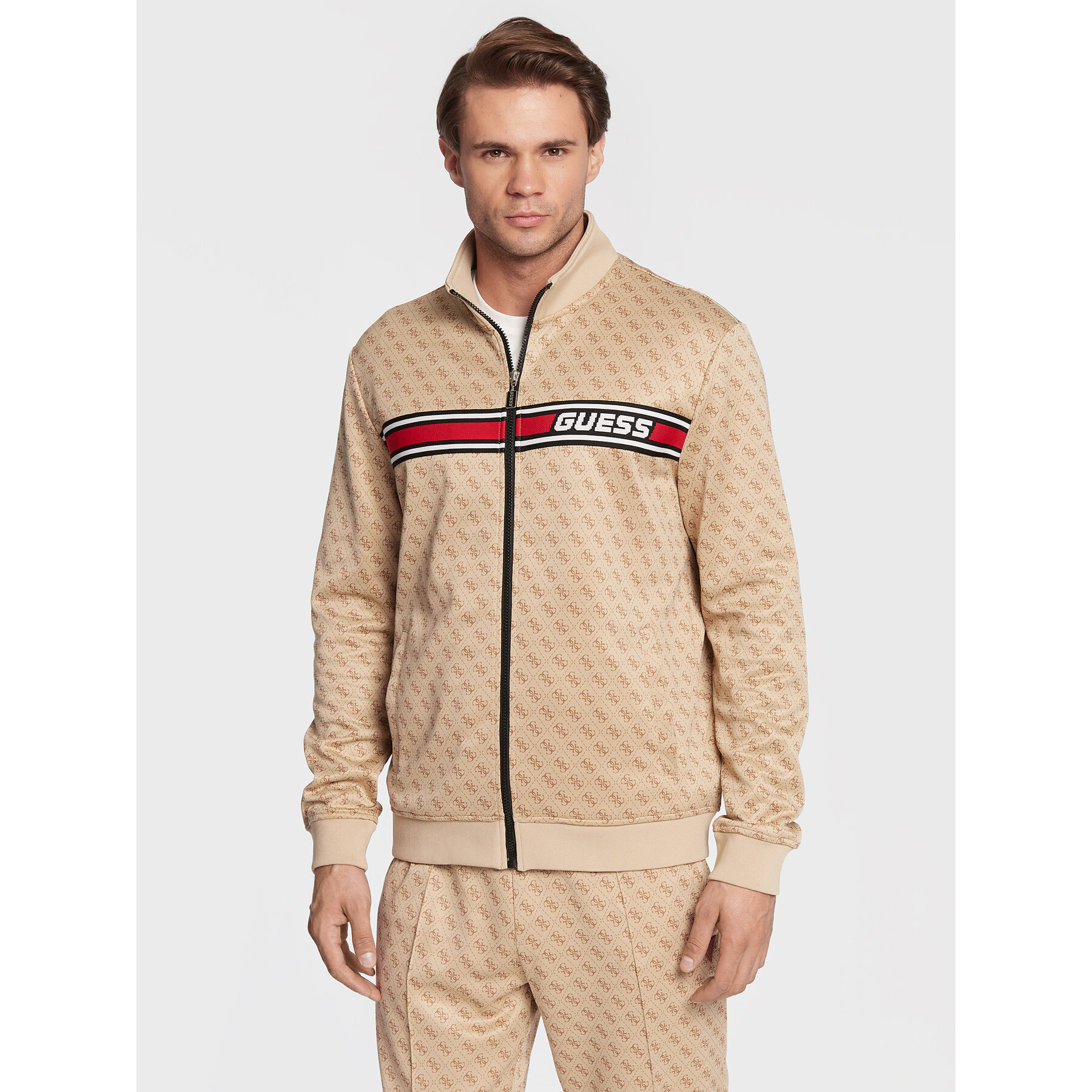 Guess Bluza Korbin Z2BQ06 FL04Q Beżowy Regular Fit