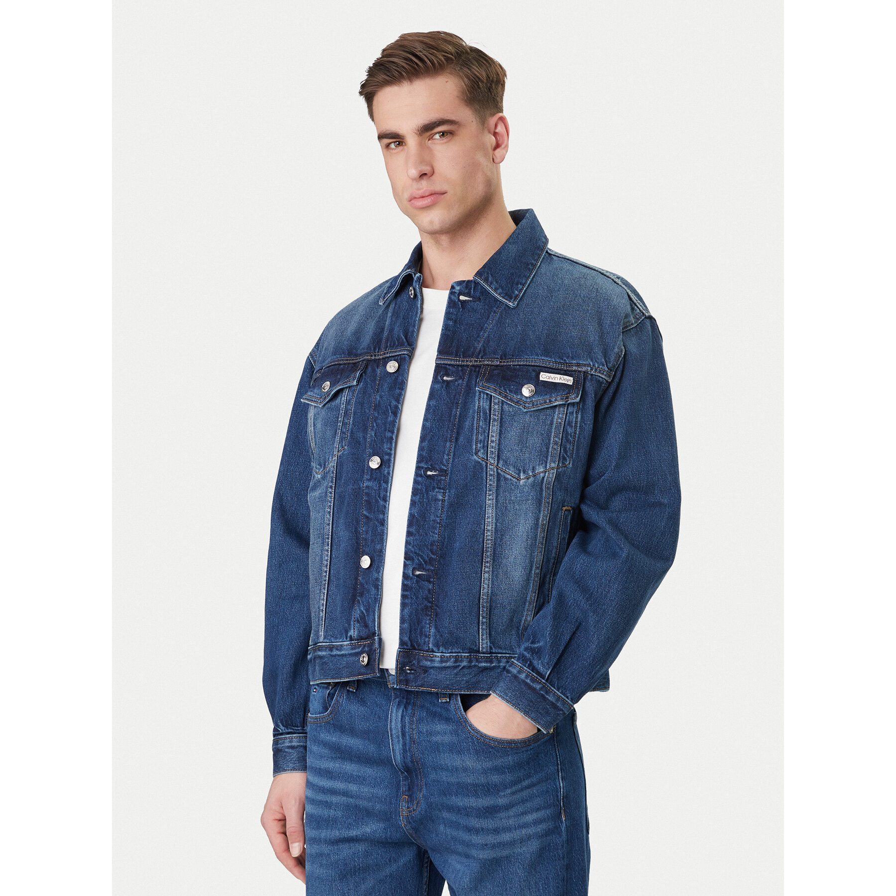 Calvin Klein Jeans Kurtka jeansowa 90s LV04RF705G Granatowy Regular Fit