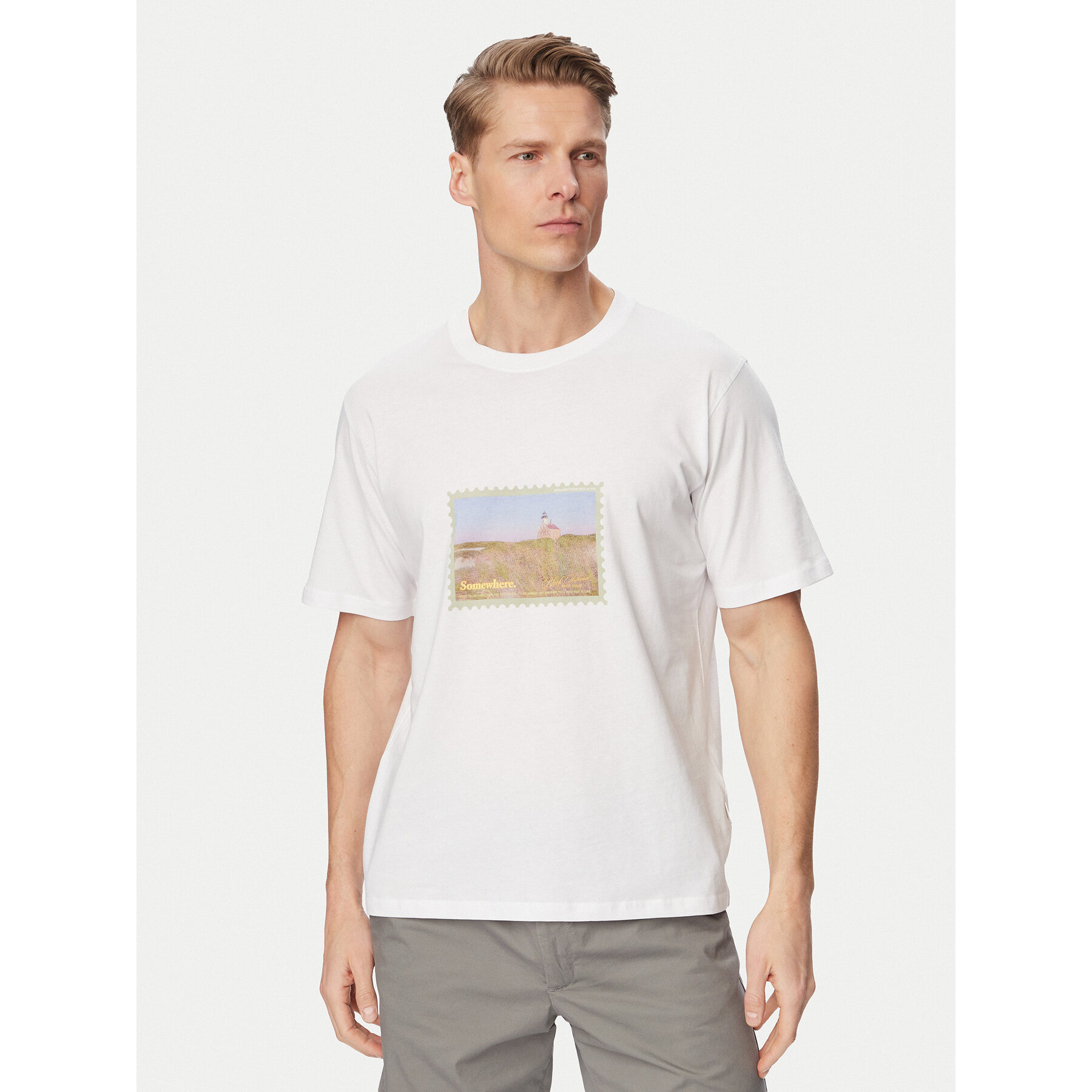 Jack & Jones T-Shirt Montauk Photo 12290890 Biały Regular Fit