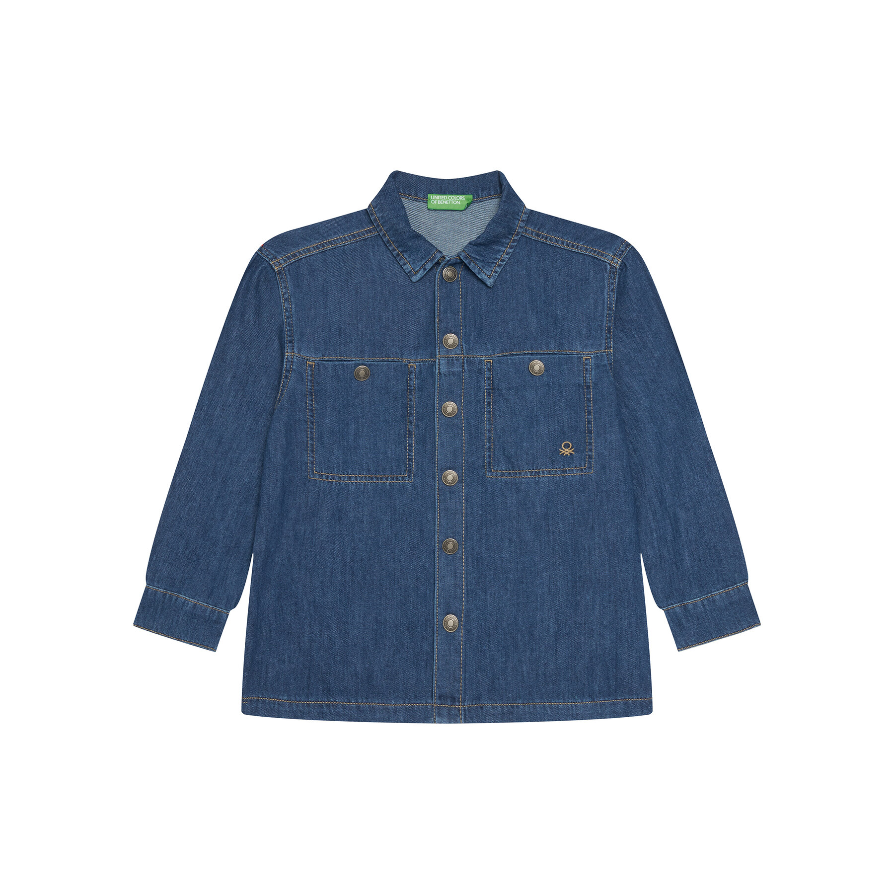 United Colors Of Benetton Koszula jeansowa 5AD6CQ04C Niebieski Oversize