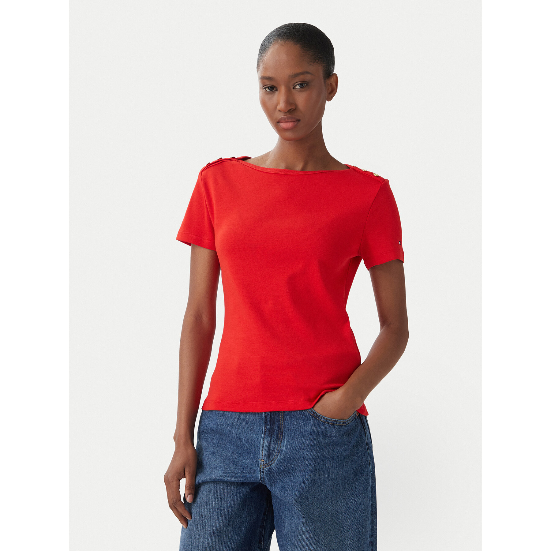 Tommy Hilfiger T-Shirt WW0WW49250 Czerwony Slim Fit