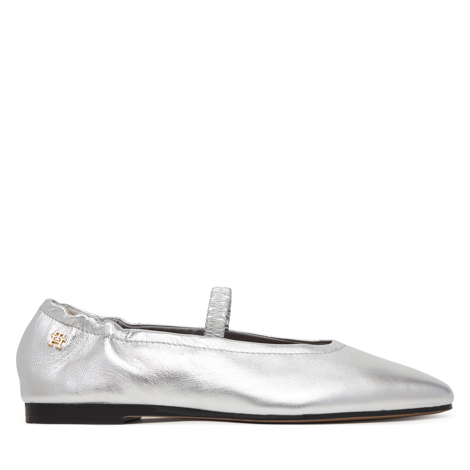 Tommy Hilfiger Baleriny Silver Lth Ellastic Ballerina FW0FW09466 Srebrny