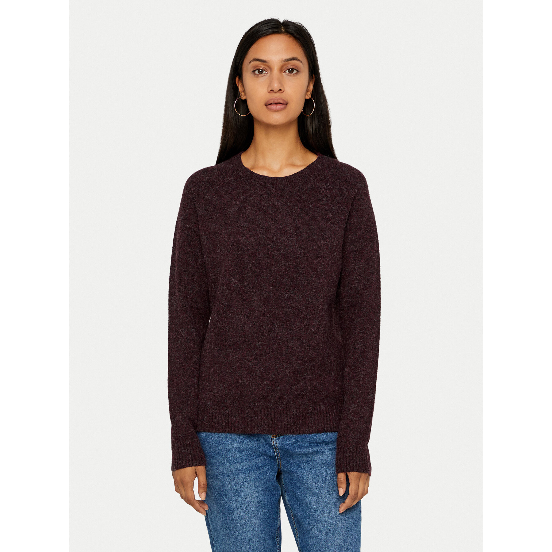 Vero Moda Sweter Doffy 10201022 Bordowy Regular Fit