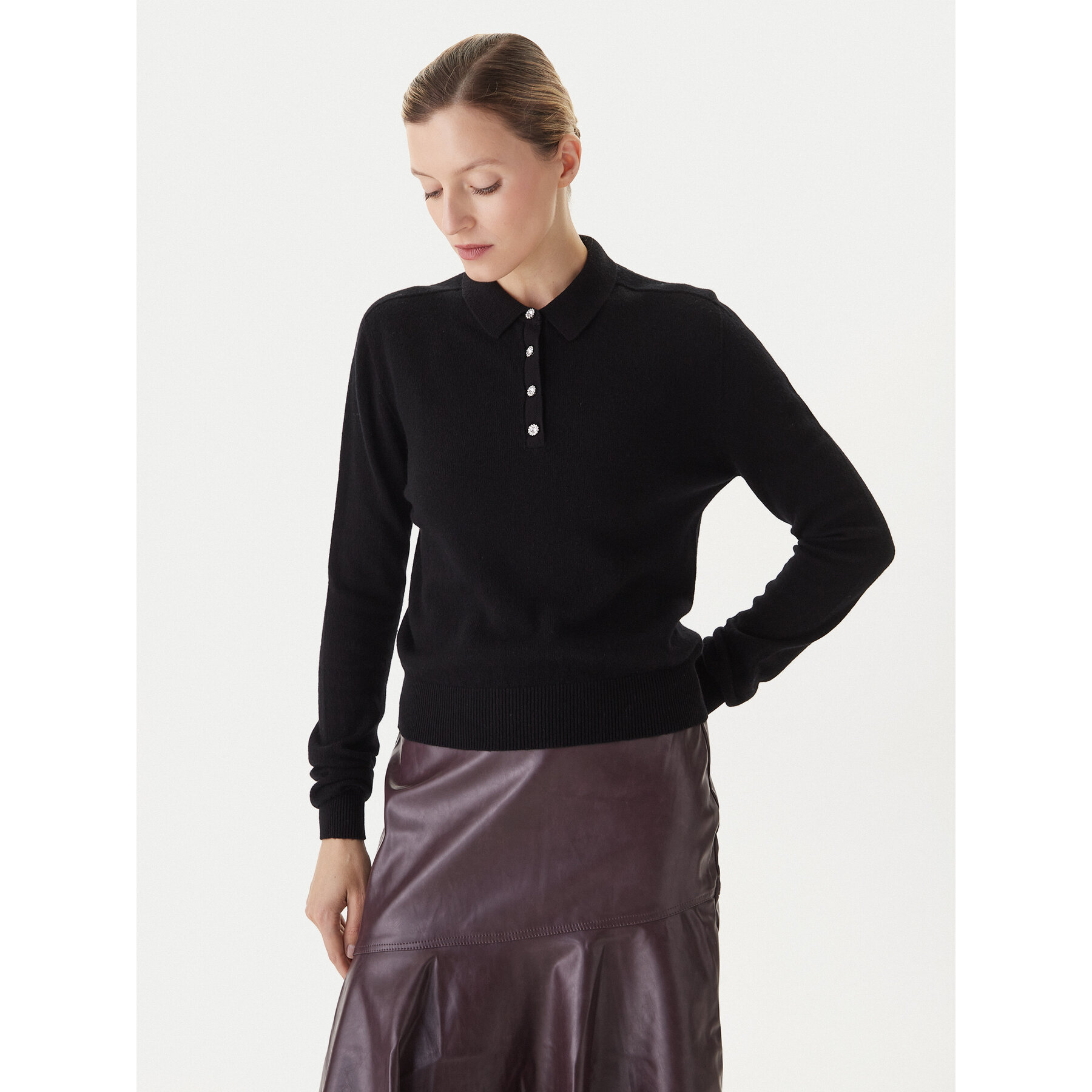 KAOS Sweter RI1KT019 Czarny Regular Fit