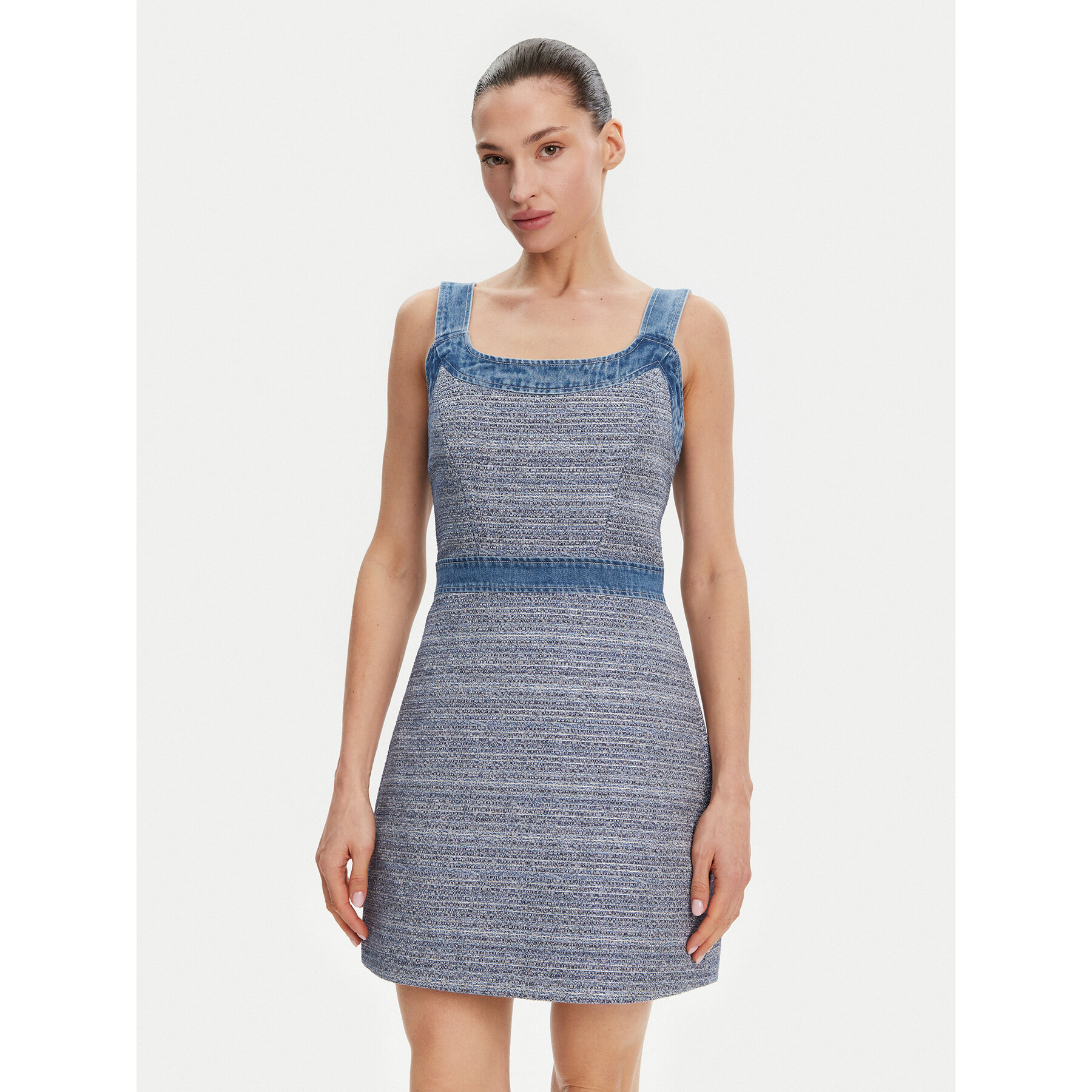 Guess Sukienka codzienna W5GK77 WH610 Niebieski Slim Fit