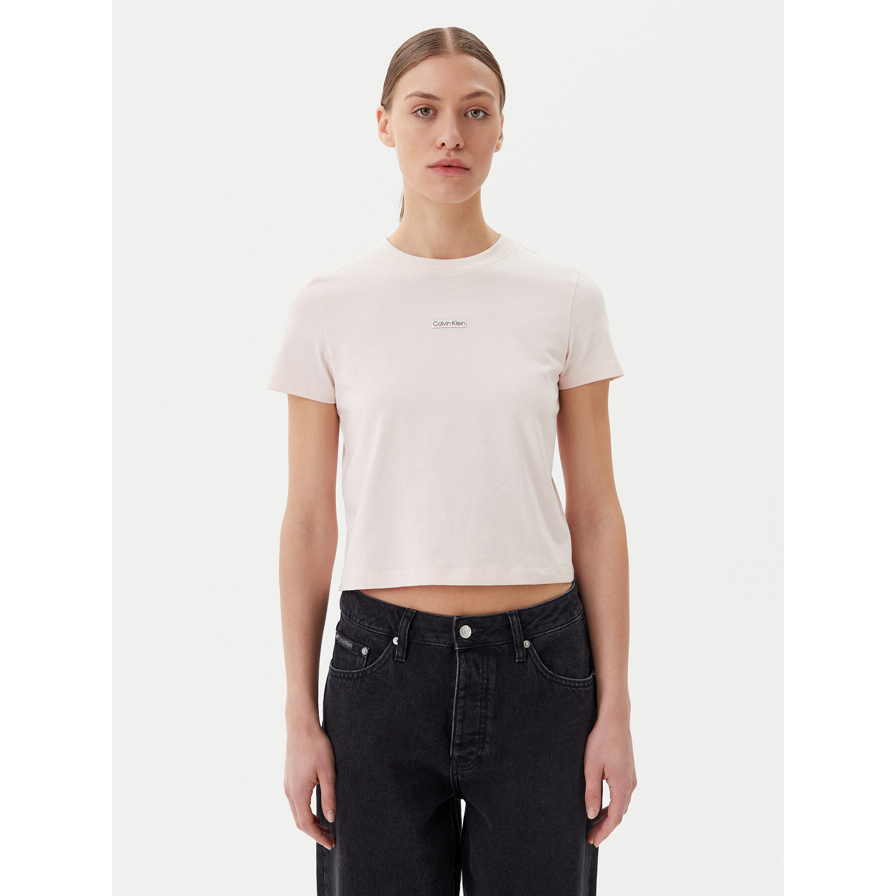 Calvin Klein Jeans T-Shirt Placed Institutional J20J225524 Różowy Slim Fit