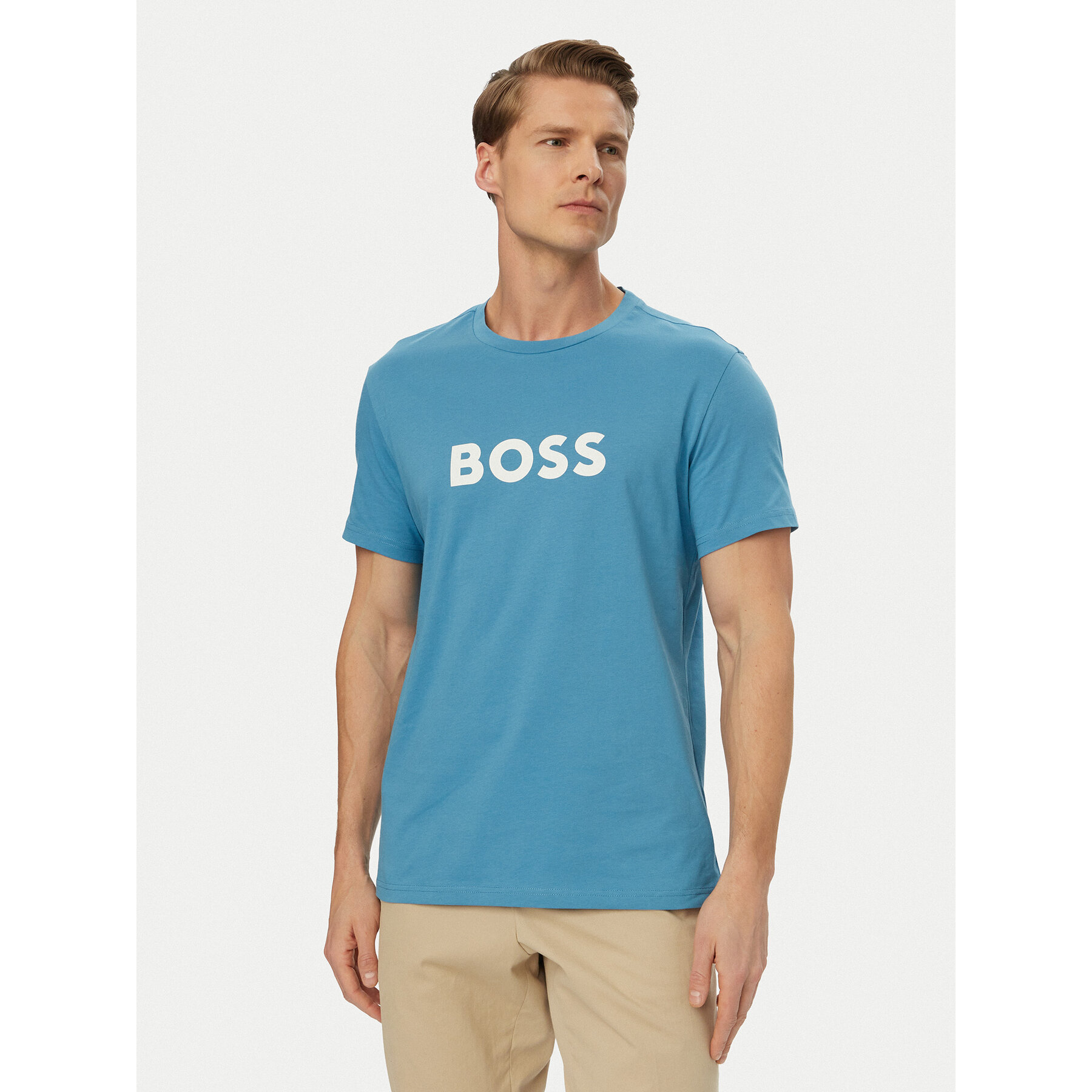BOSS T-Shirt 50491706 Turkusowy Regular Fit