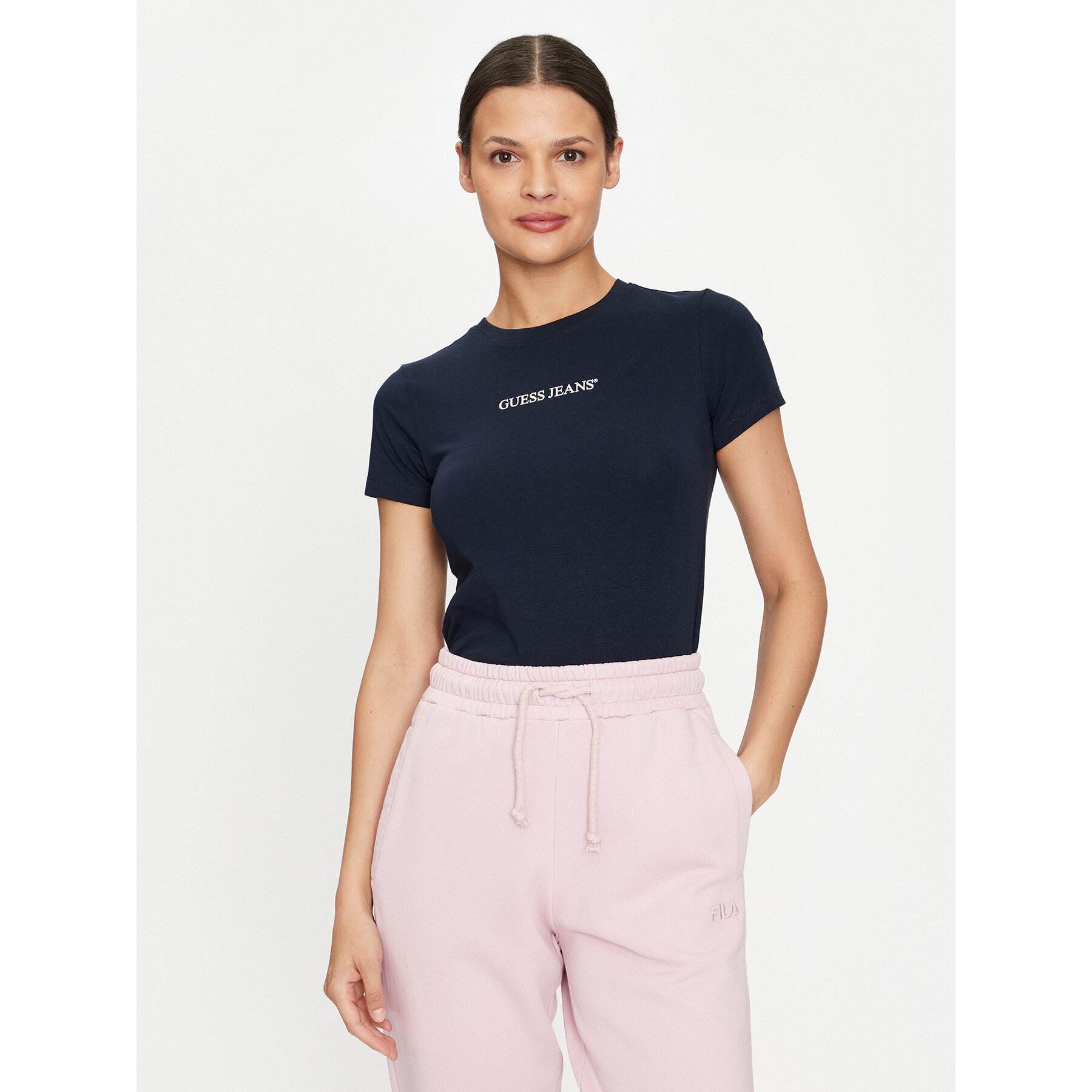 Guess Jeans T-Shirt W4YI01 J1314 Granatowy Slim Fit