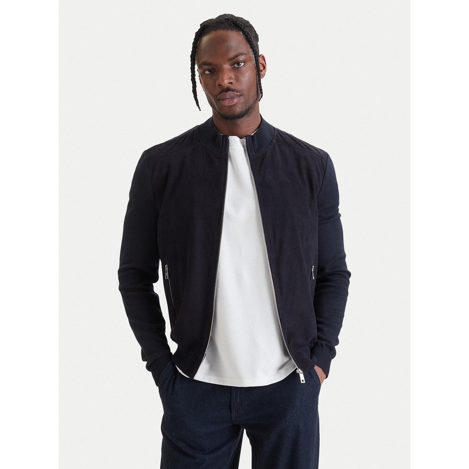 Milestone Kurtka skórzana 61163860755 Granatowy Slim Fit