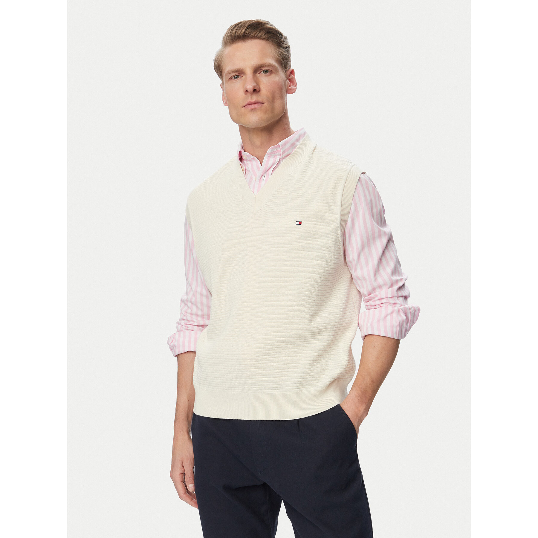 Tommy Hilfiger Sweter MW0MW43244 Kremowy Regular Fit