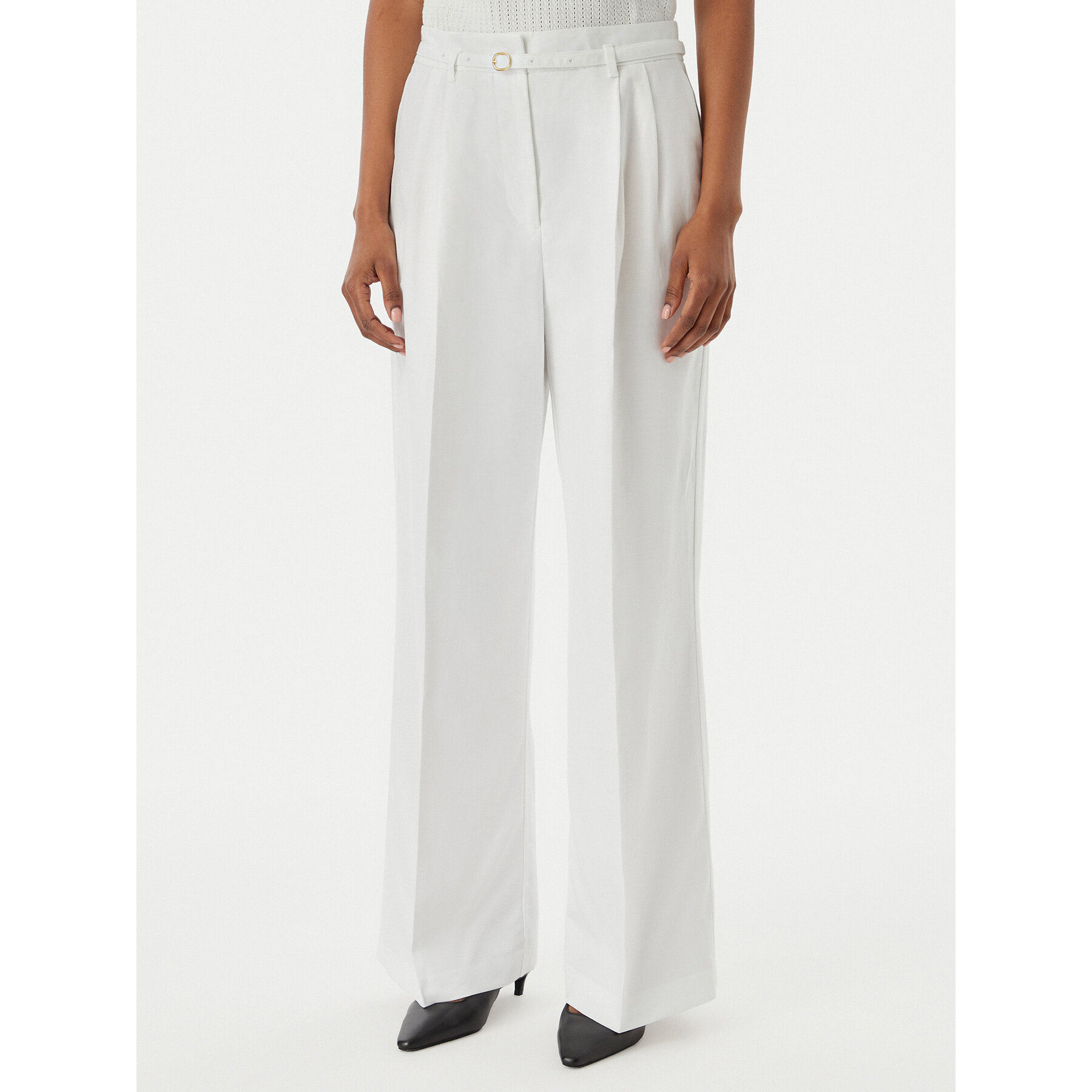 Tommy Hilfiger Spodnie materiałowe WW0WW48884 Biały Wide Leg