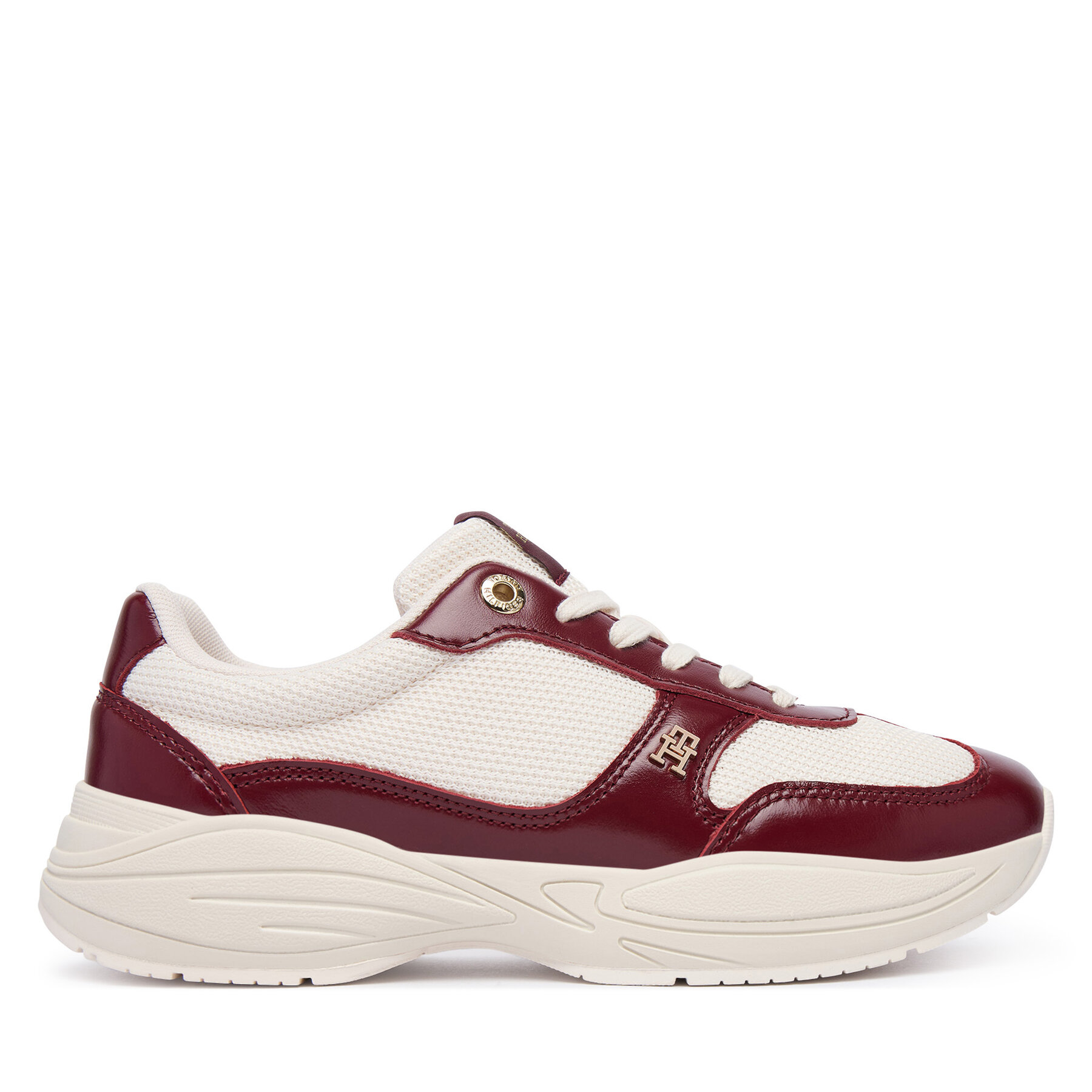 Tommy Hilfiger Sneakersy Modern Runner Shiny Leather FW0FW09413 Bordowy