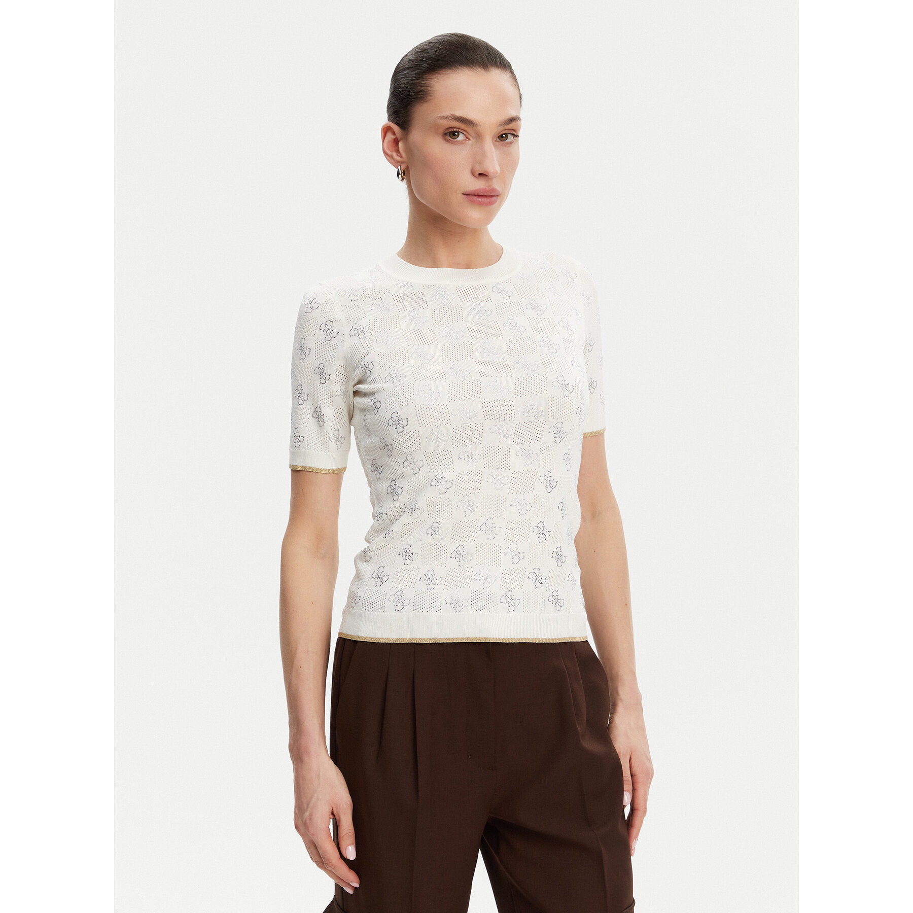 Guess Sweter W5GR20 Z3D60 Écru Regular Fit