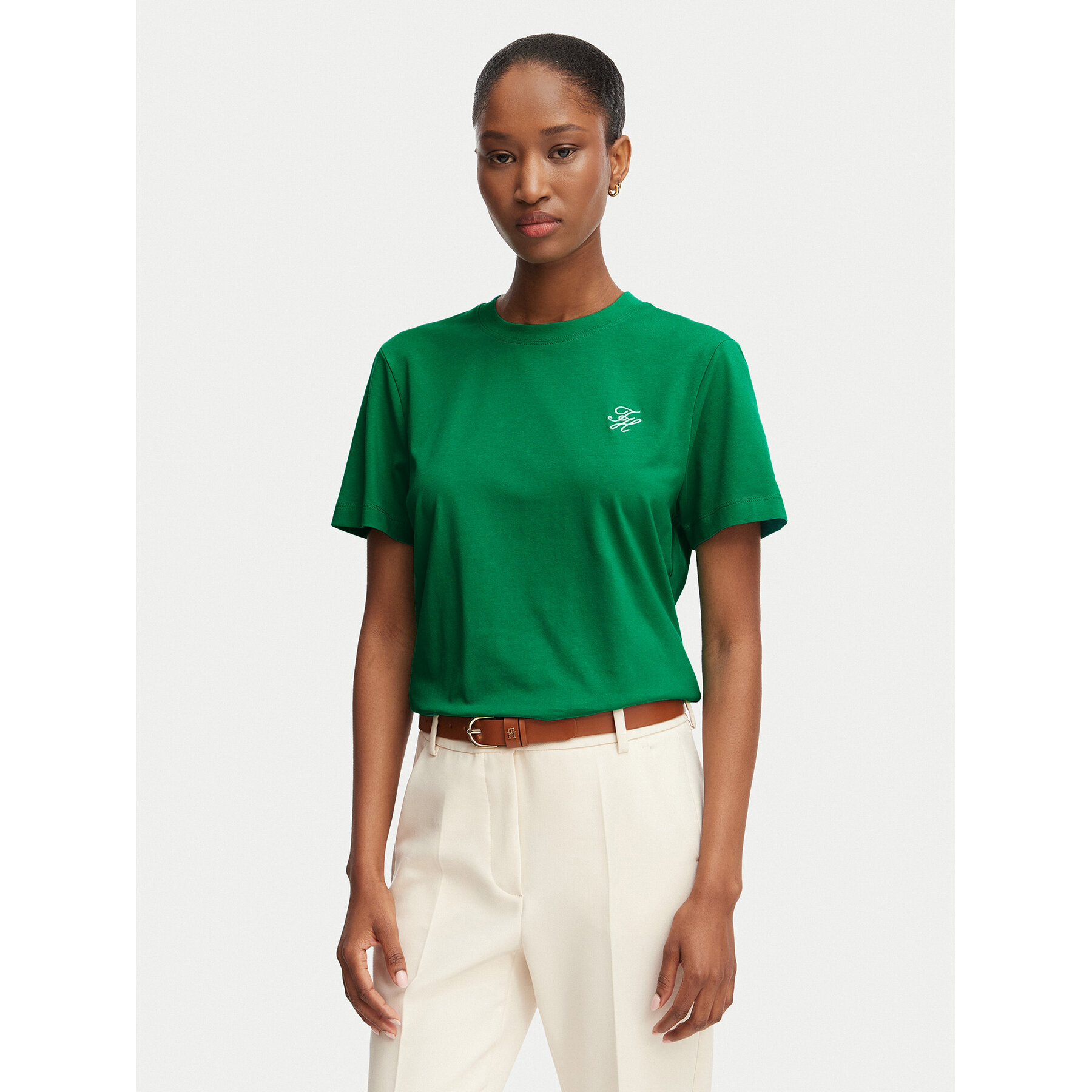 Tommy Hilfiger T-Shirt Logo Embroidery WW0WW48699 Zielony Regular Fit