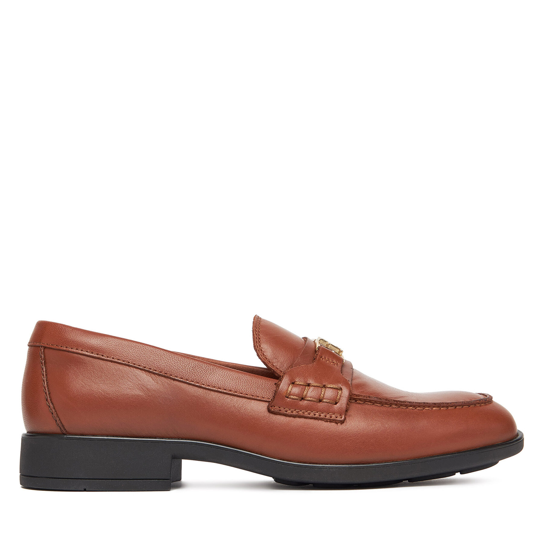 Tommy Hilfiger Loafersy Th Logo Leather Loafer FW0FW08705 Brązowy