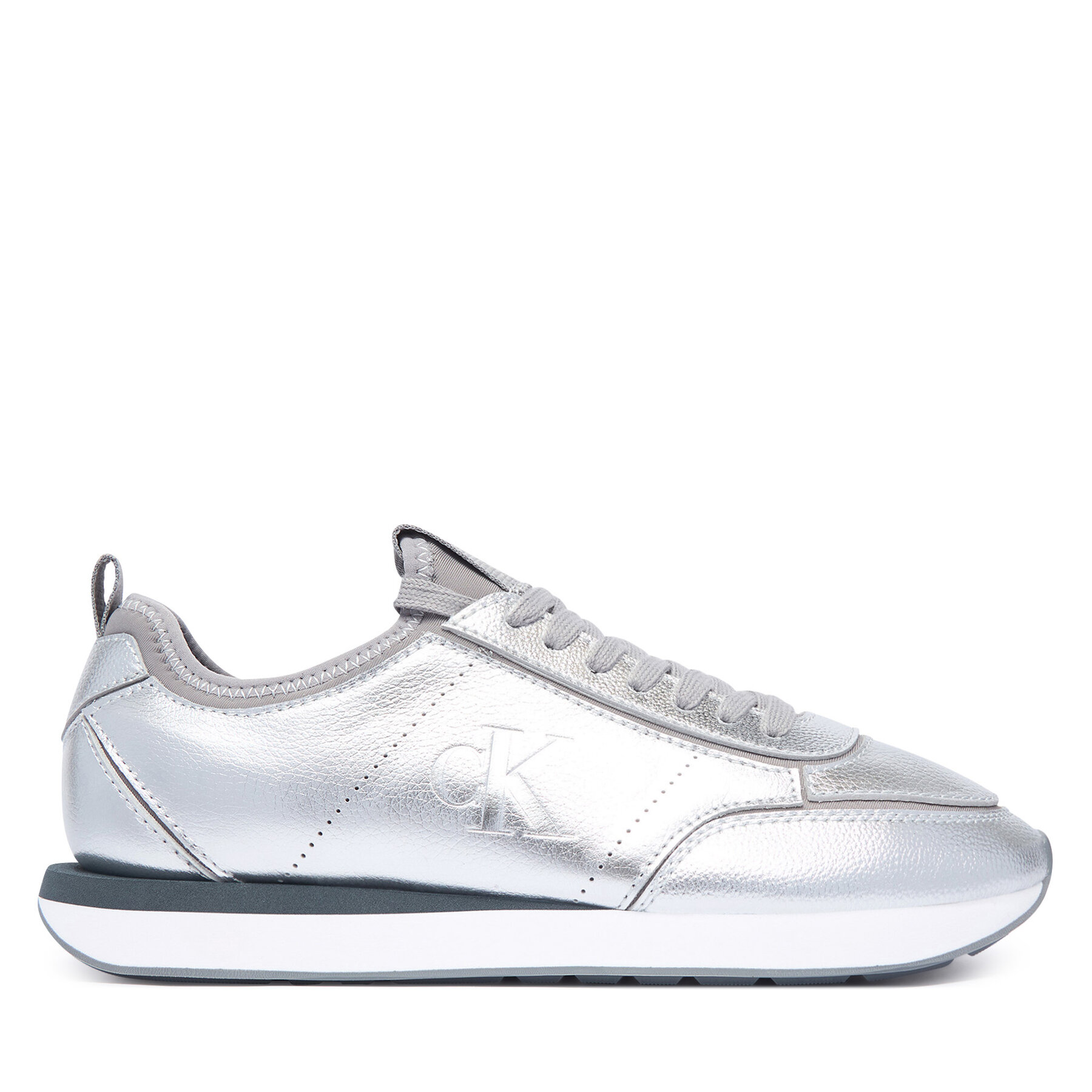 Calvin Klein Sneakersy Retro Runner Metallic HW0HW03287 Srebrny