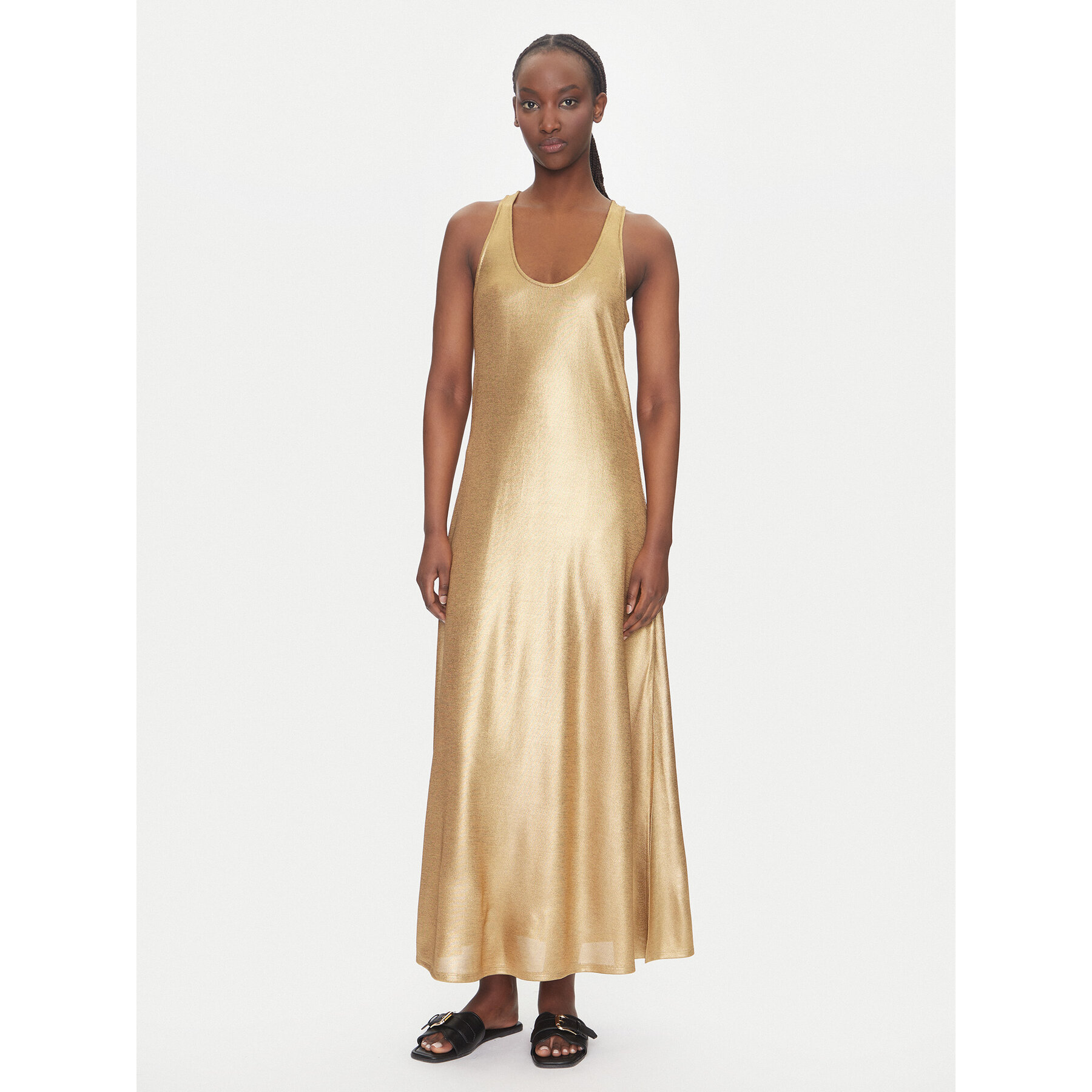 LOLA CASADEMUNT Sukienka letnia LS2516020 Złoty Relaxed Fit