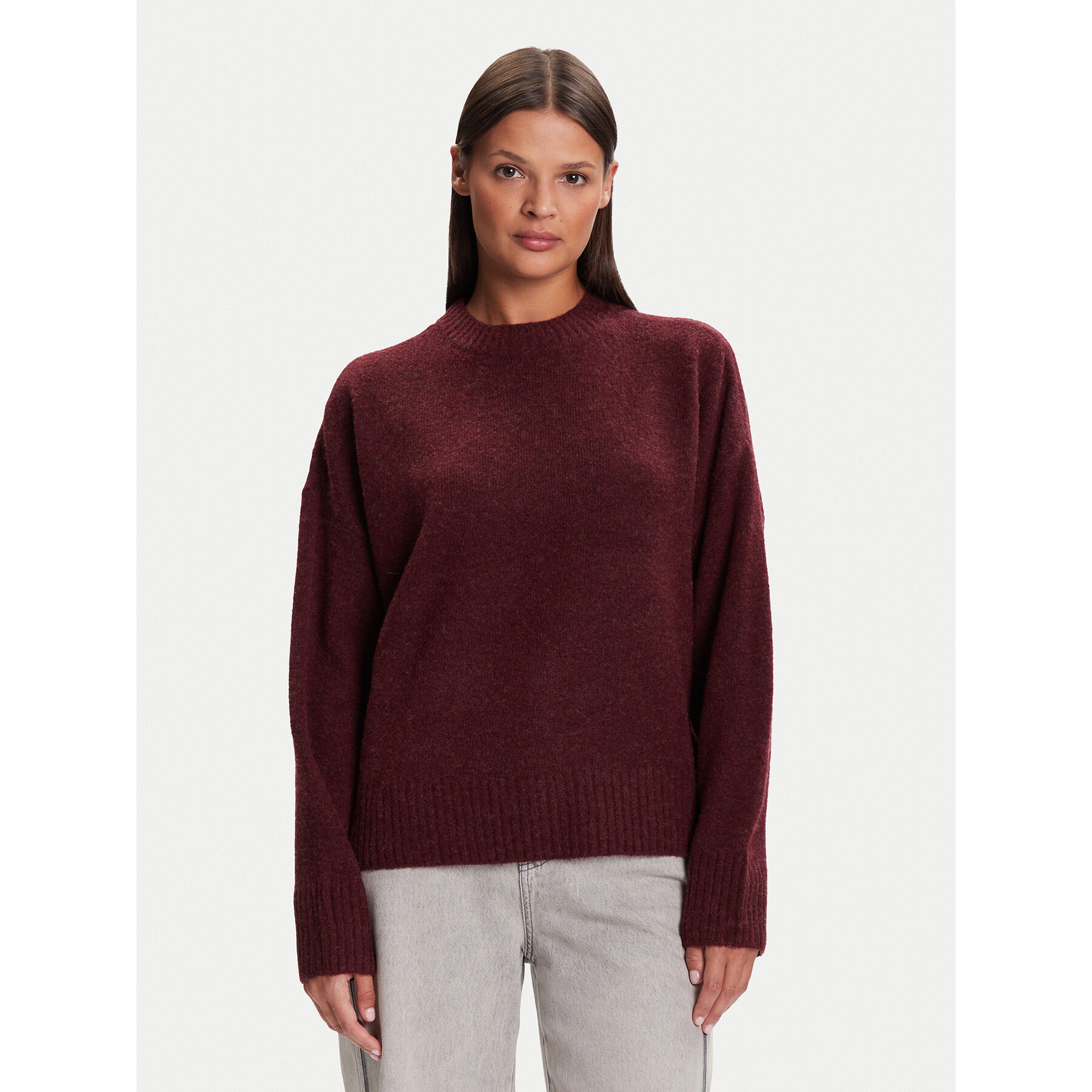 Vero Moda Sweter Boom 10320463 Bordowy Loose Fit