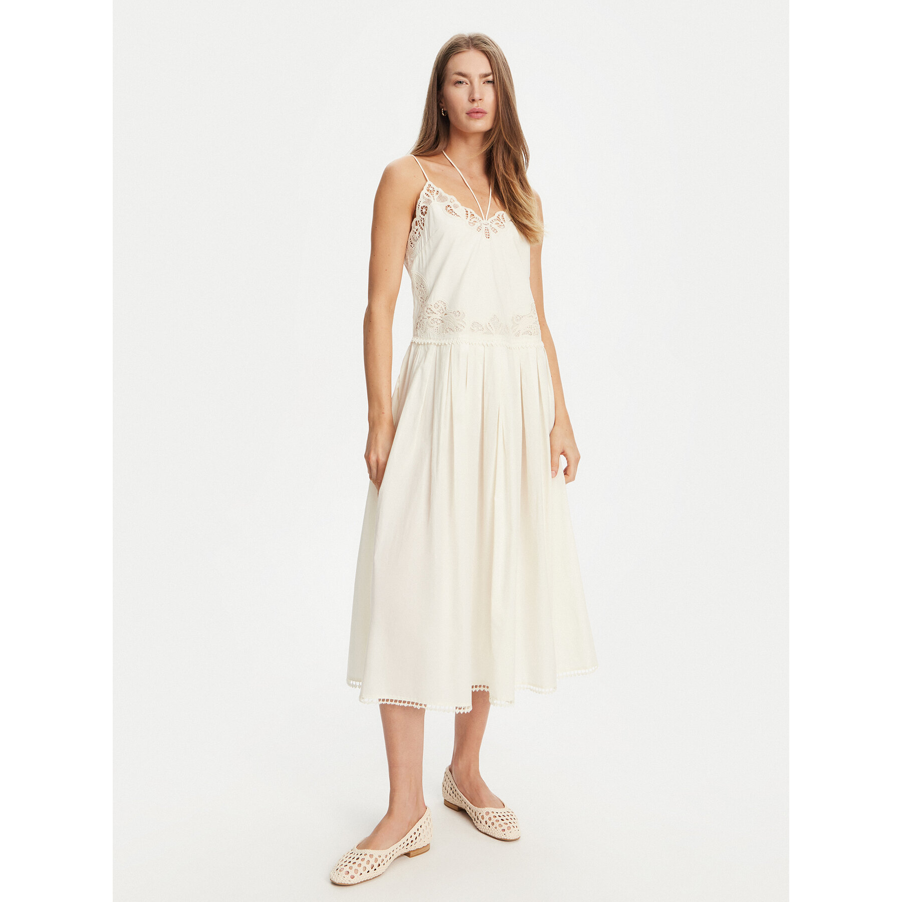 TWINSET Sukienka letnia 251TT2160 Écru Regular Fit