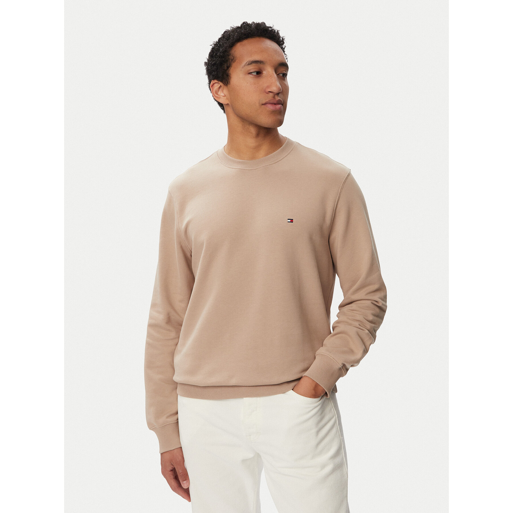 Tommy Hilfiger Bluza Essential Terry MW0MW37237 Beżowy Regular Fit