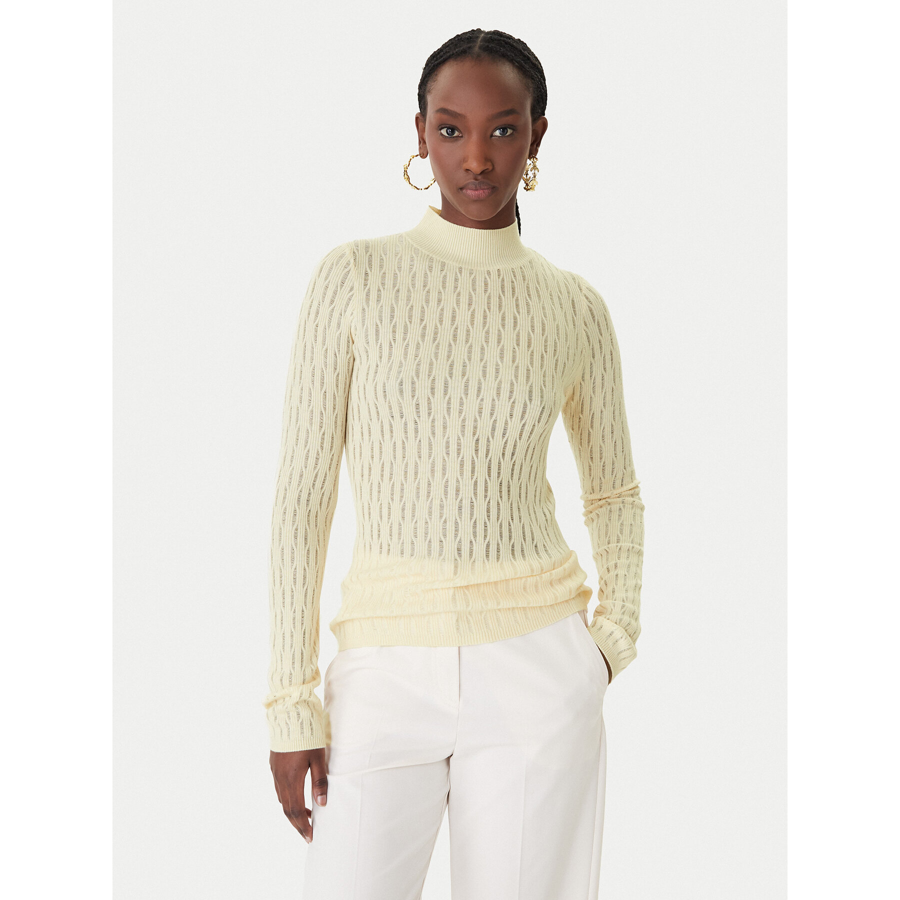 Patrizia Pepe Sweter 8K0368/K307-W409 Beżowy Regular Fit
