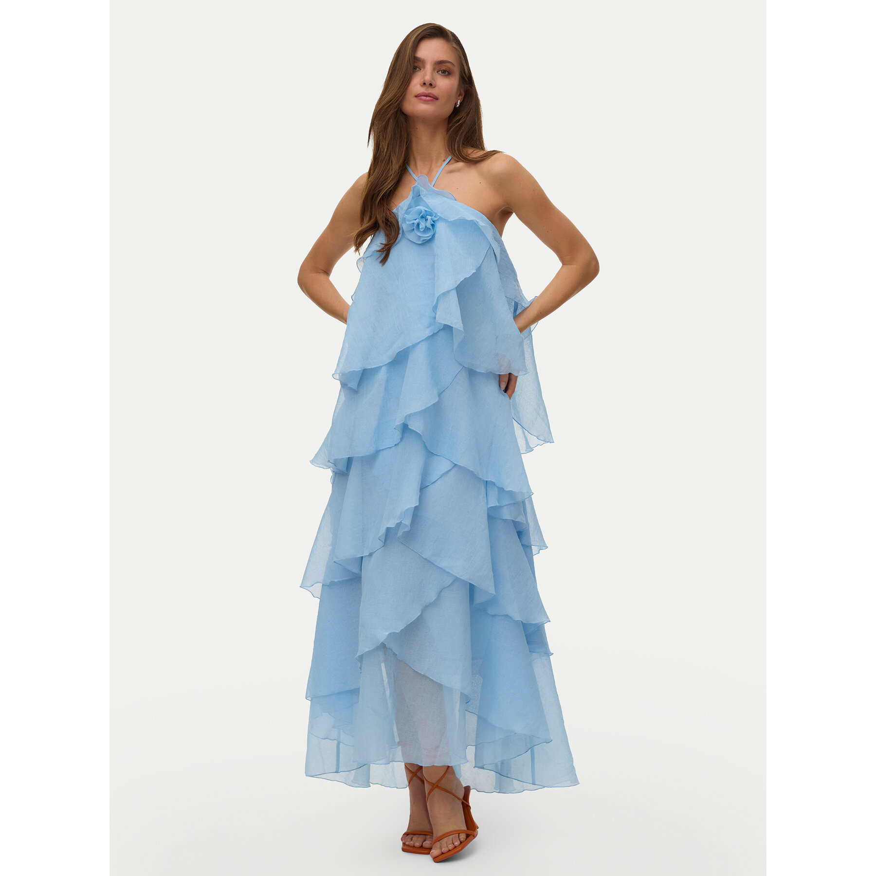 Vero Moda Sukienka letnia Delillah 10338846 Niebieski jasny Regular Fit