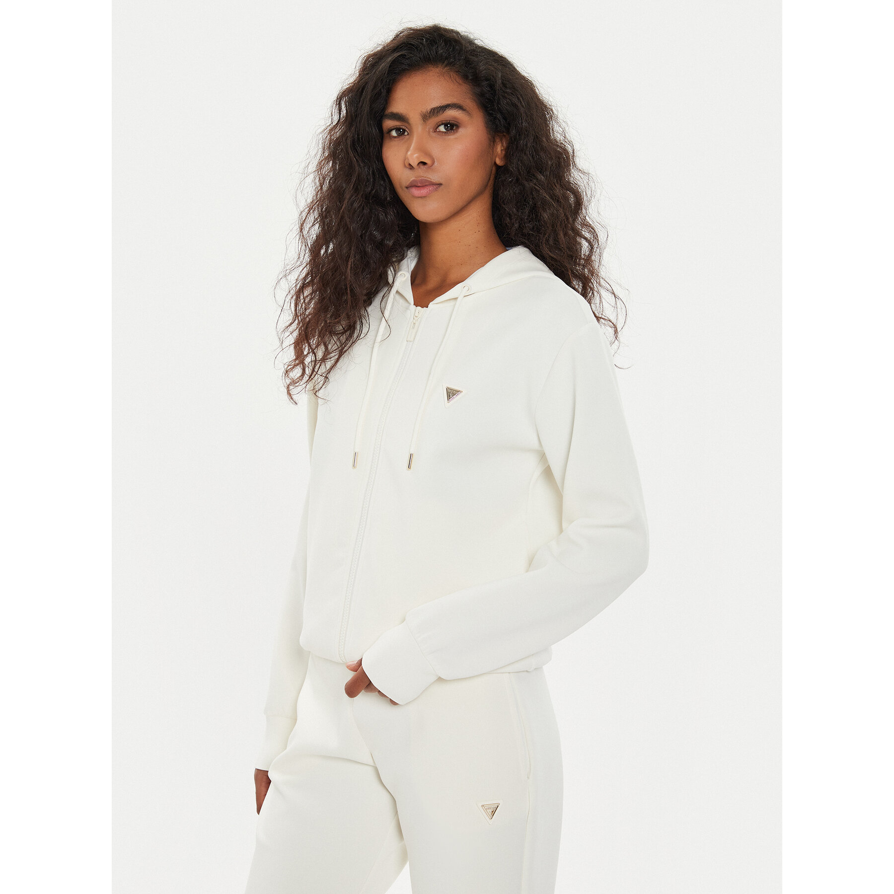 Guess Bluza V4YQ06 KCAY2 Écru Regular Fit