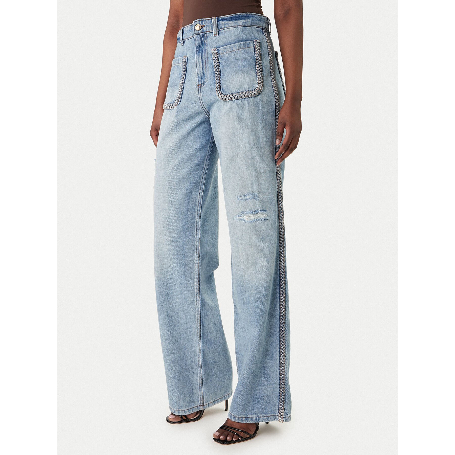 Just Cavalli Jeansy 80PAB5T3 CDWCD Niebieski Straight Fit
