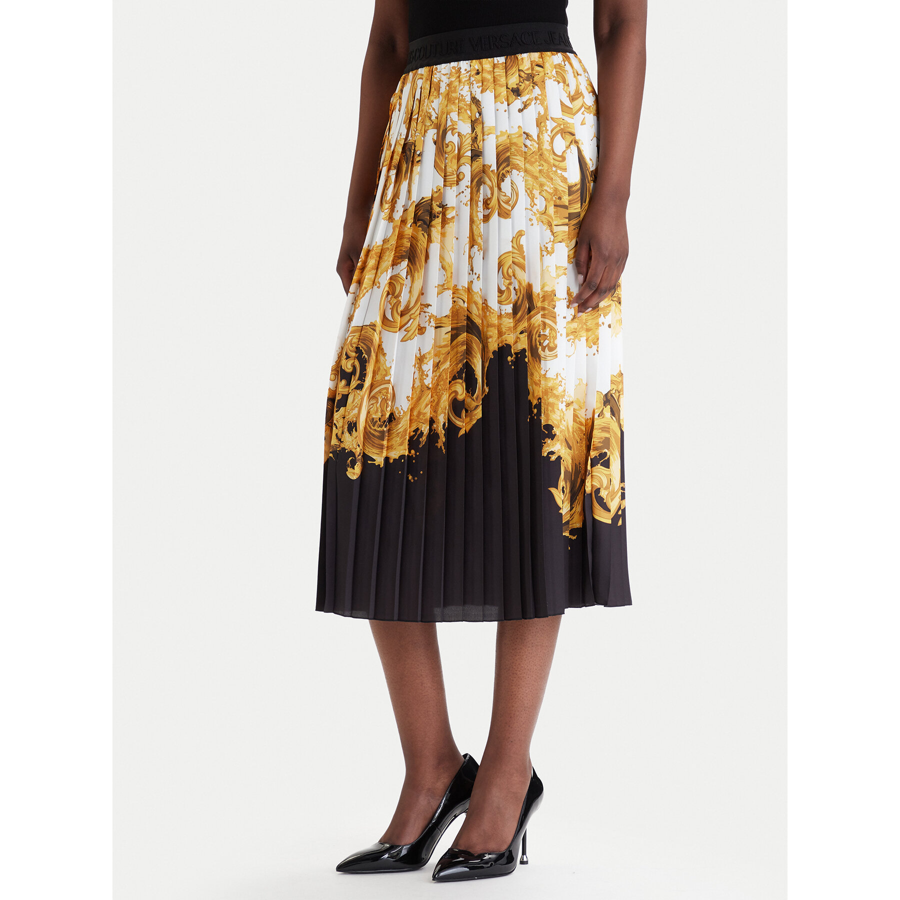 Versace Jeans Couture Spódnica plisowana 80HAE8P5 NS806 Czarny Regular Fit