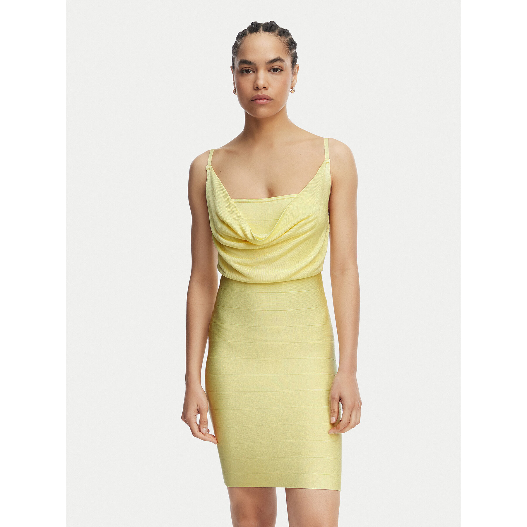 Guess Sukienka koktajlowa W6GK83 Z0686 Żółty Slim Fit